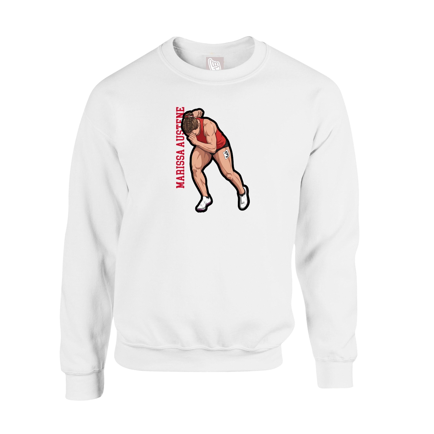 Fleece Crew — Name Vertical in White