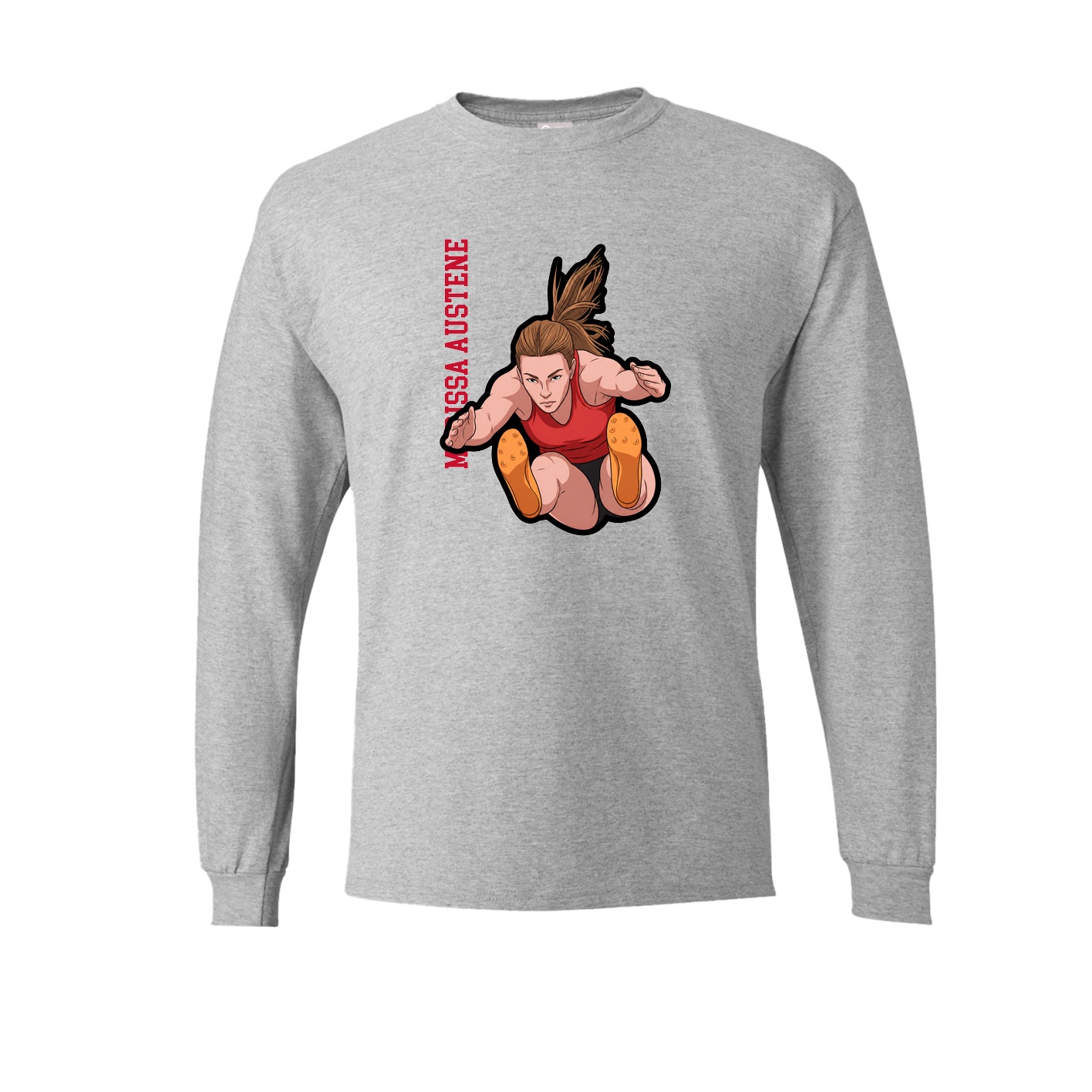 Long Sleeve Tee — Name Vertical in Grey