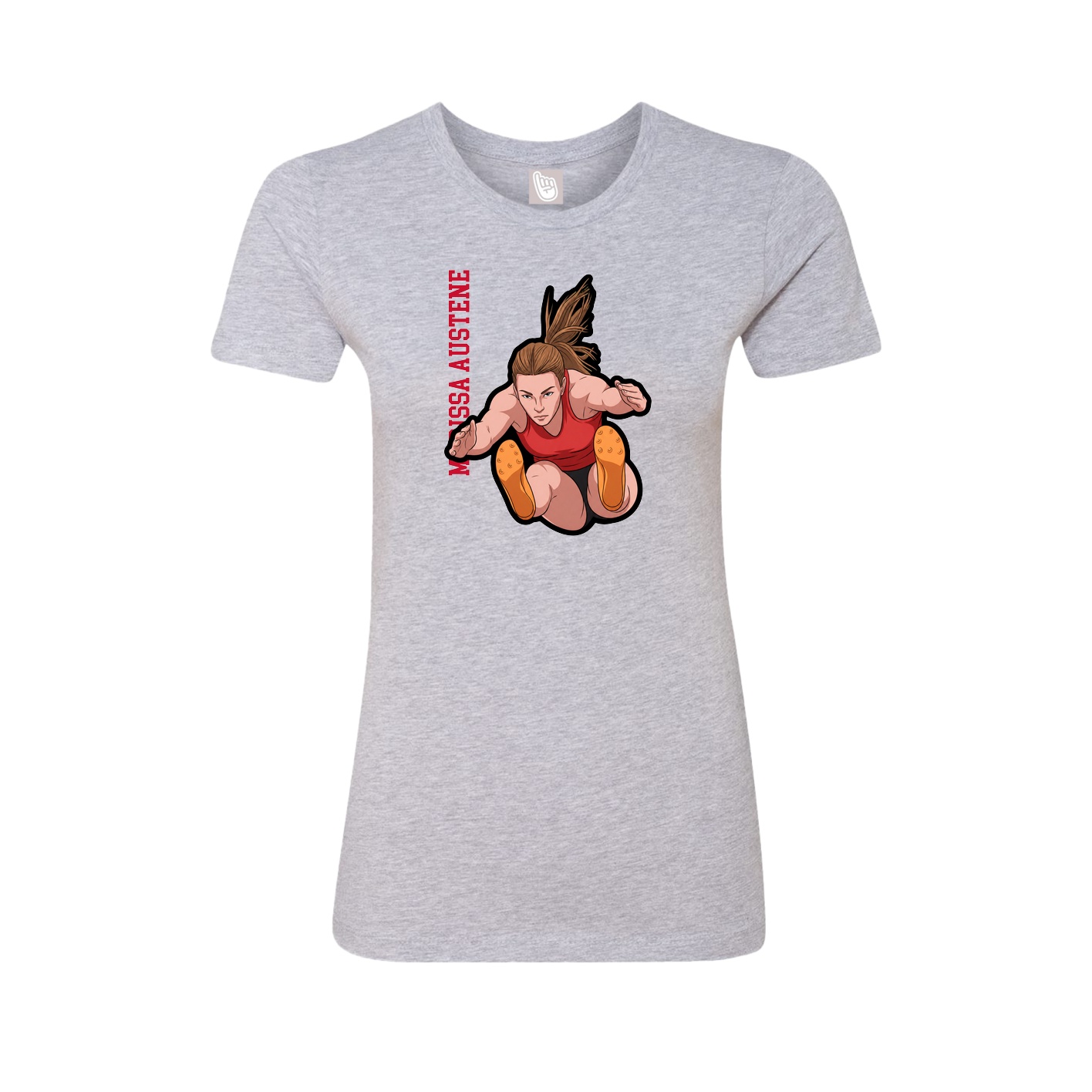 Fitted Women's Tee — Name Vertical in Grey