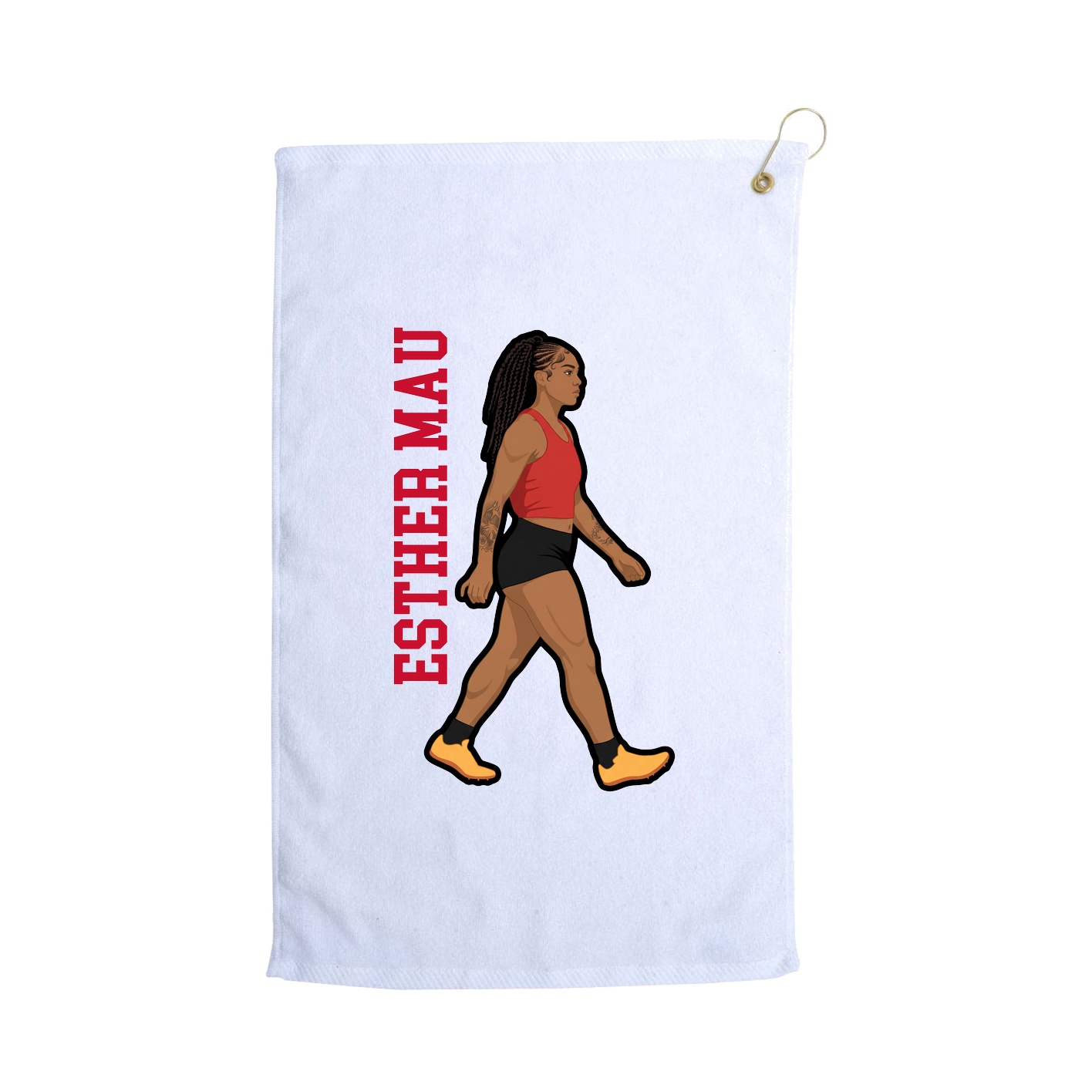 Golf Towel — Name Vertical in White