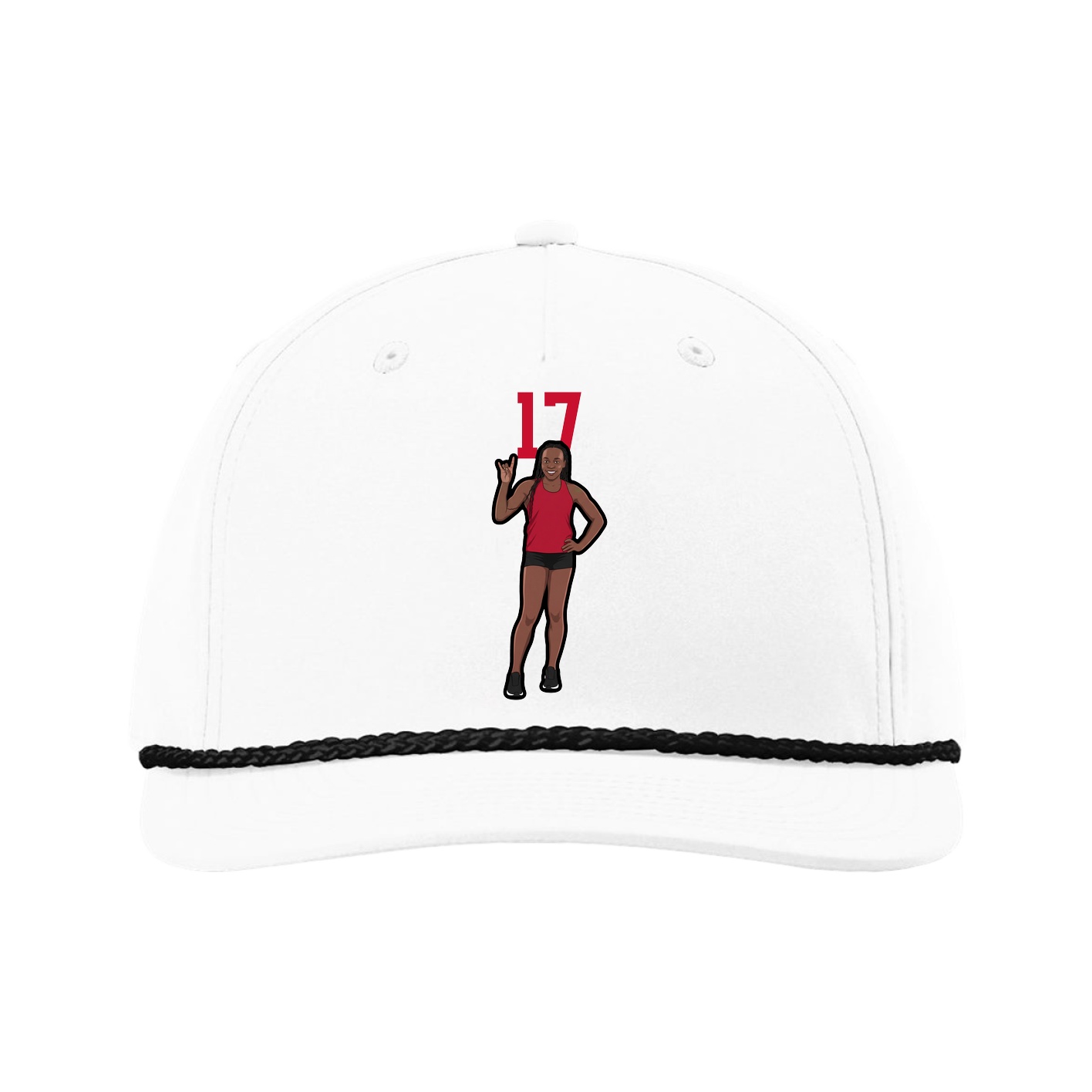 Five-Panel Classic Rope Cap — Number Top in White