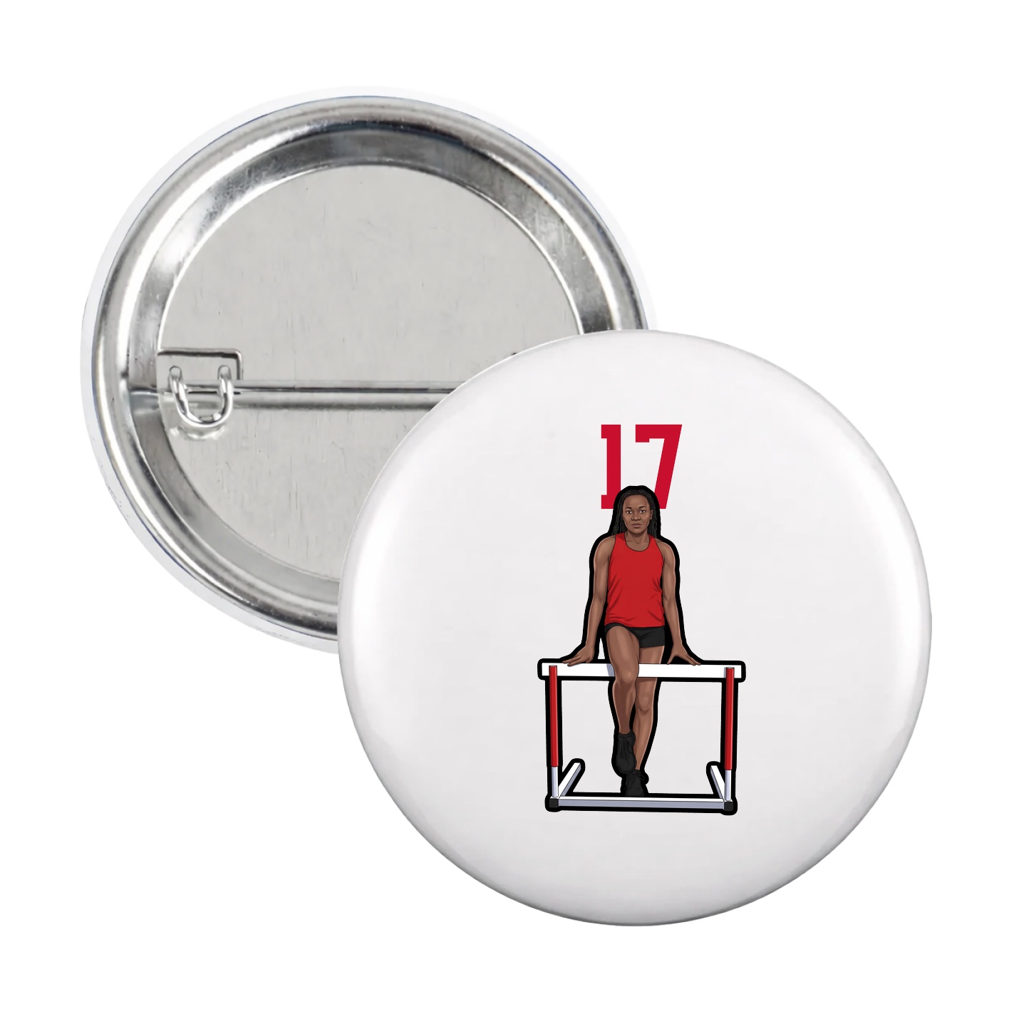 Game Day Button — Number Top in White