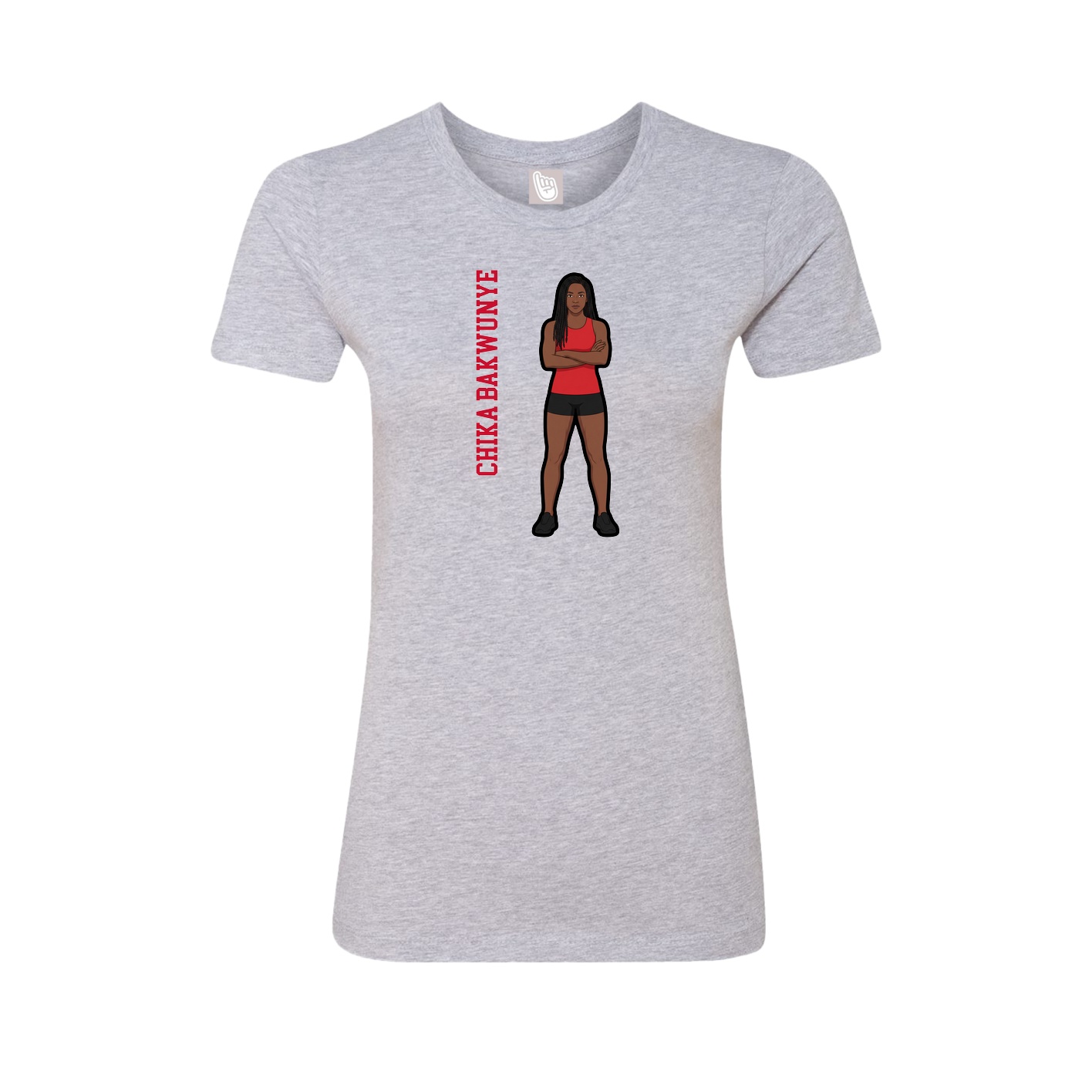 Fitted Women's Tee — Name Vertical in Grey