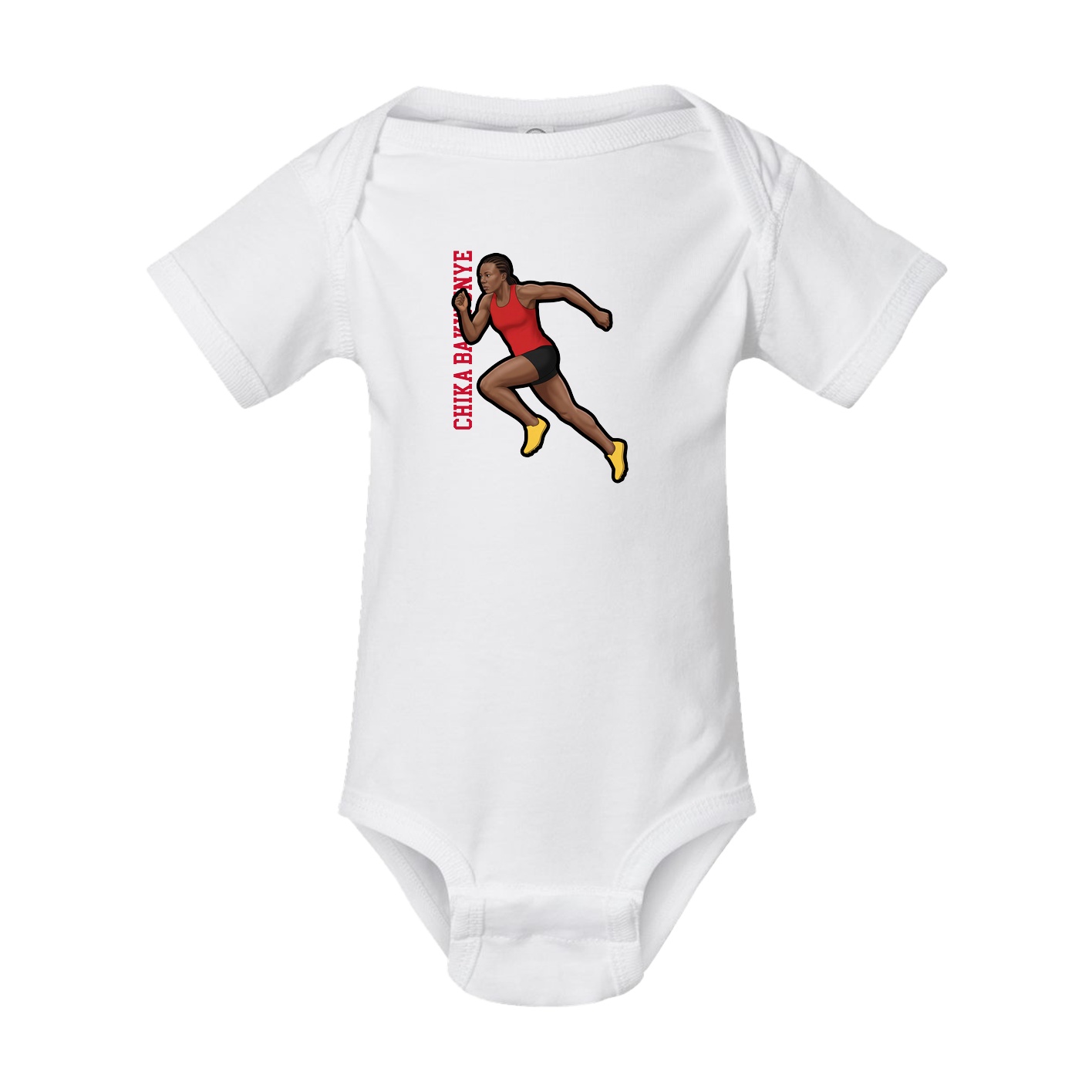 Baby Onesie — Name Vertical in White