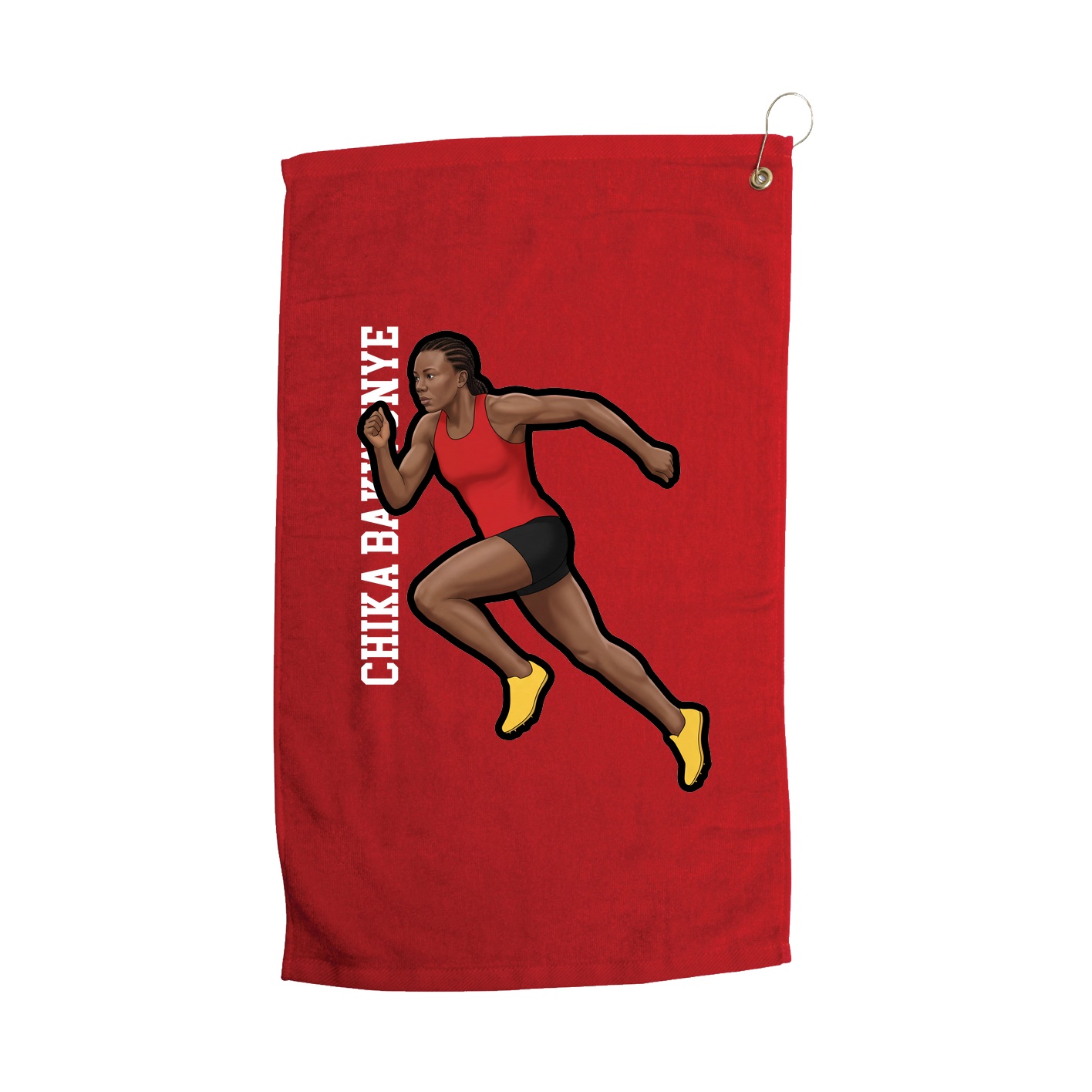 Golf Towel — Name Vertical in Red
