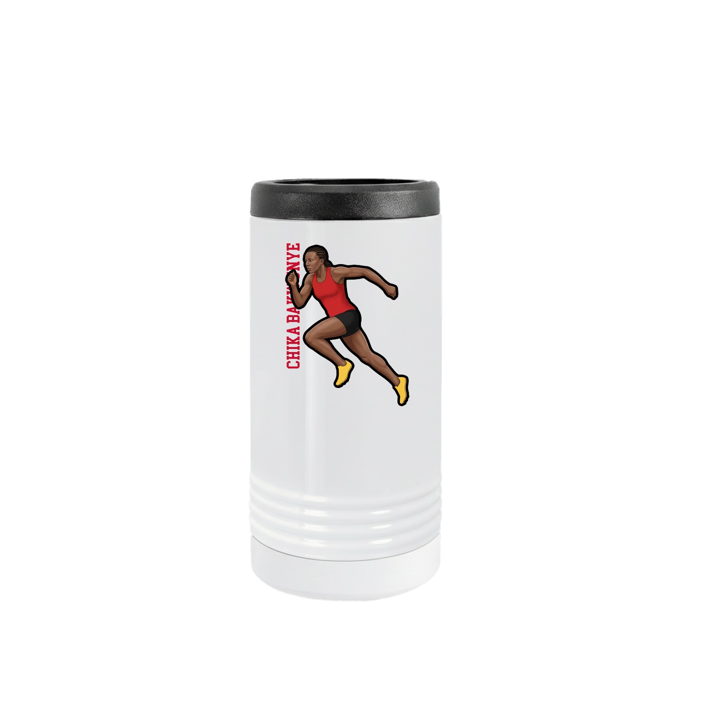Slim Beverage Holder — Name Vertical in White