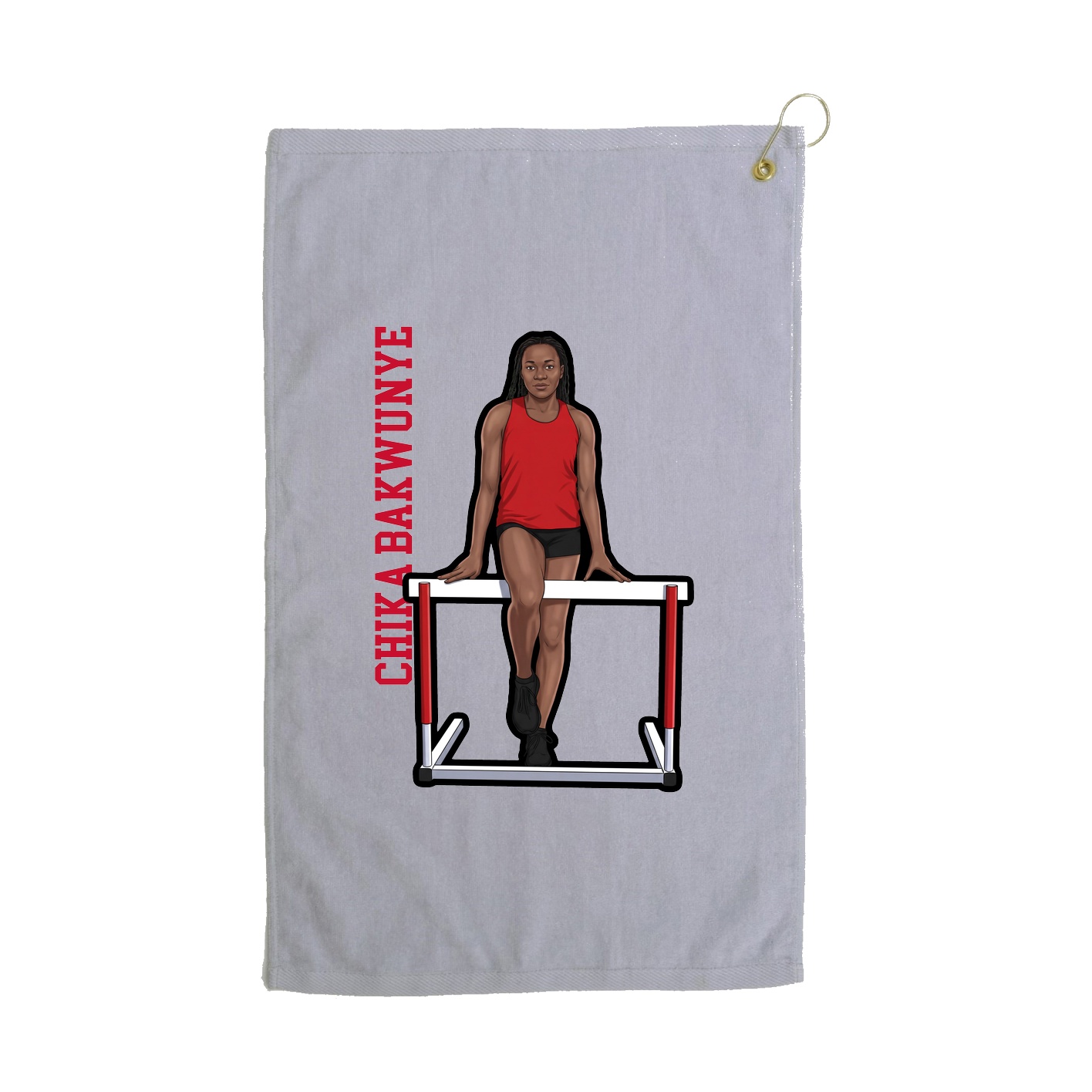 Golf Towel — Name Vertical in Grey