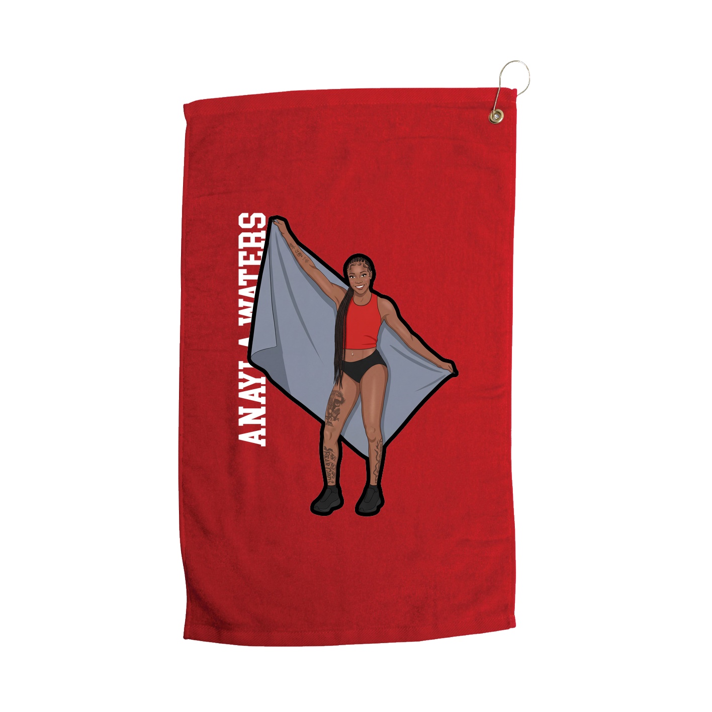 Golf Towel — Name Vertical in Red
