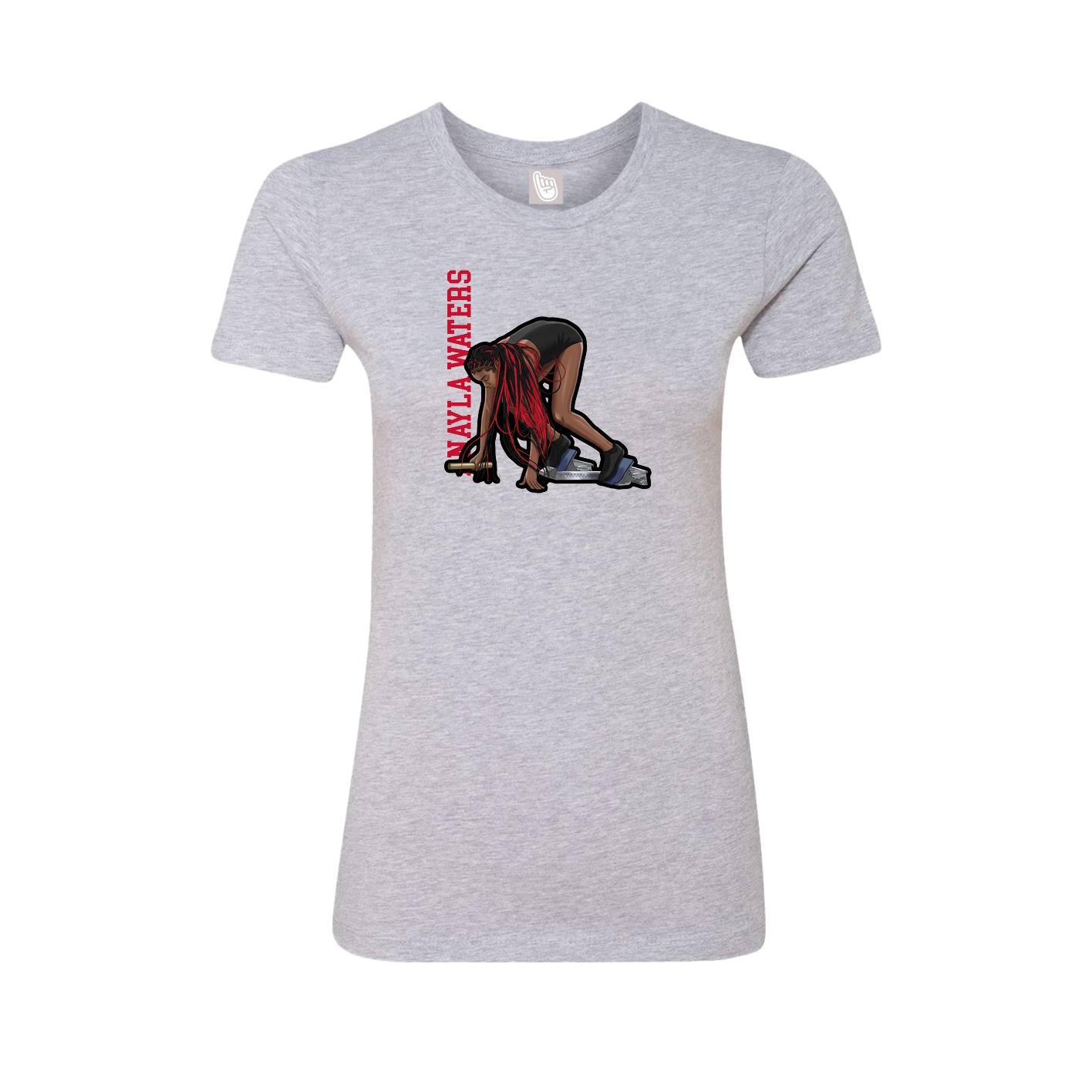 Fitted Women's Tee — Name Vertical in Grey
