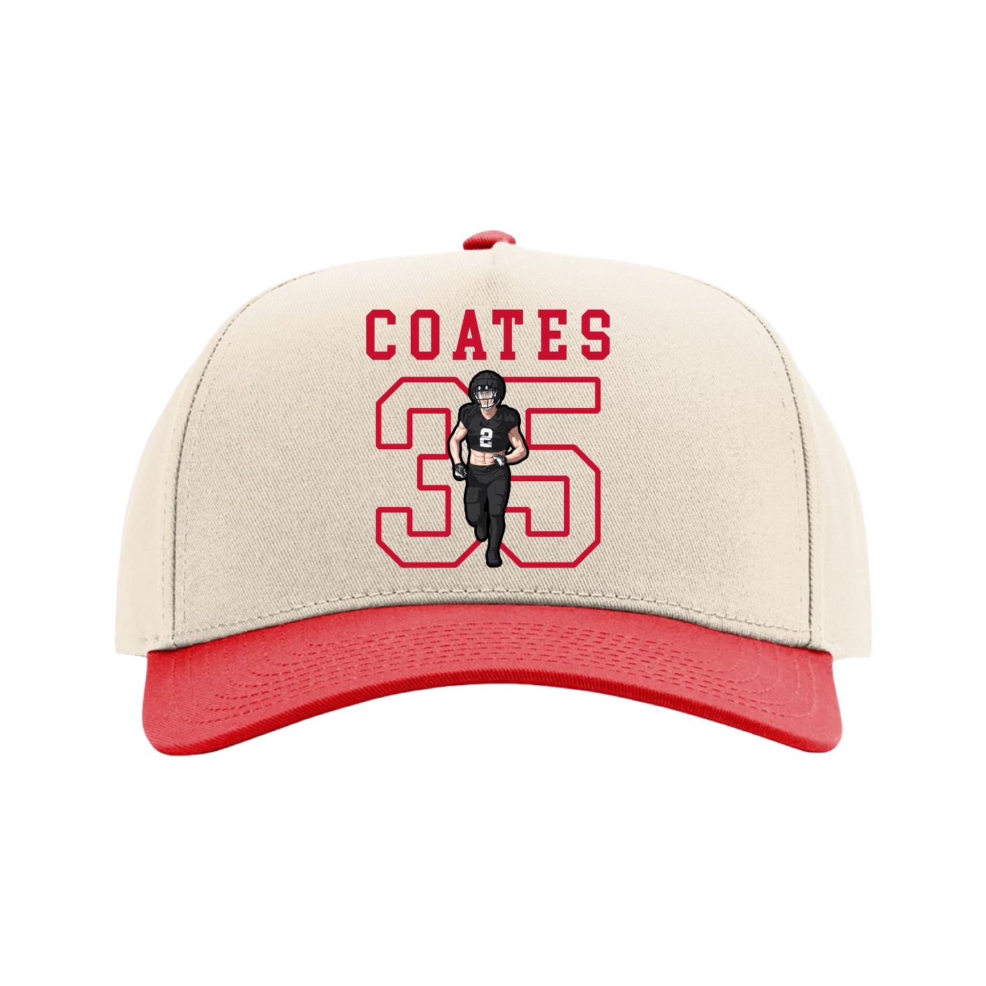Full Fabric Five-Panel Champ Cap — Shirsey in Cream/Red