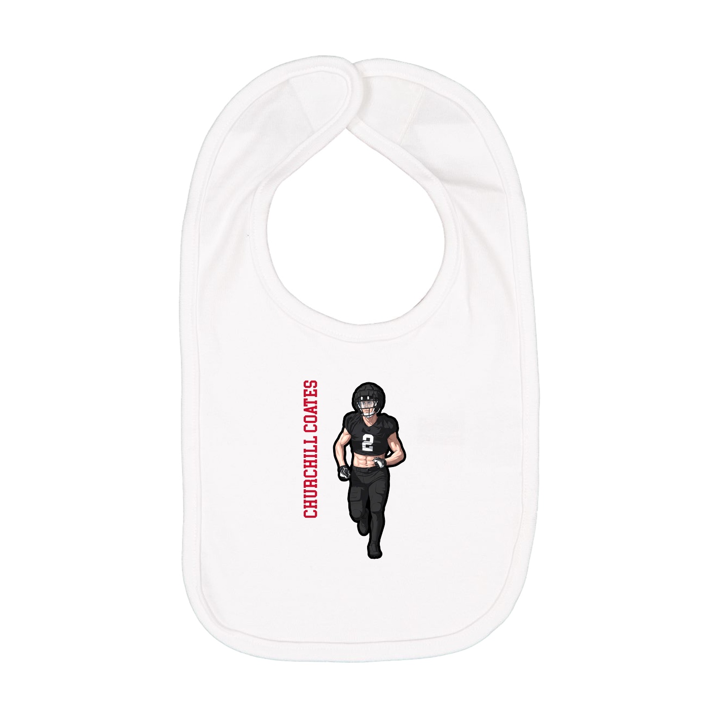 Infant Bib — Name Vertical in White
