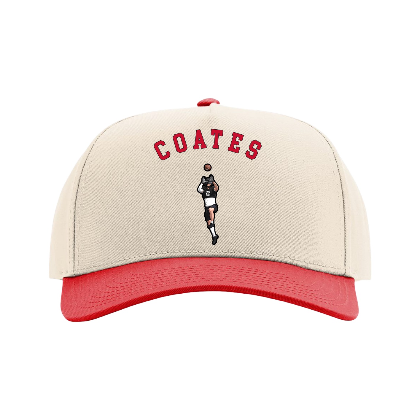 Full Fabric Five-Panel Champ Cap — Shirsey Arch in Cream/Red