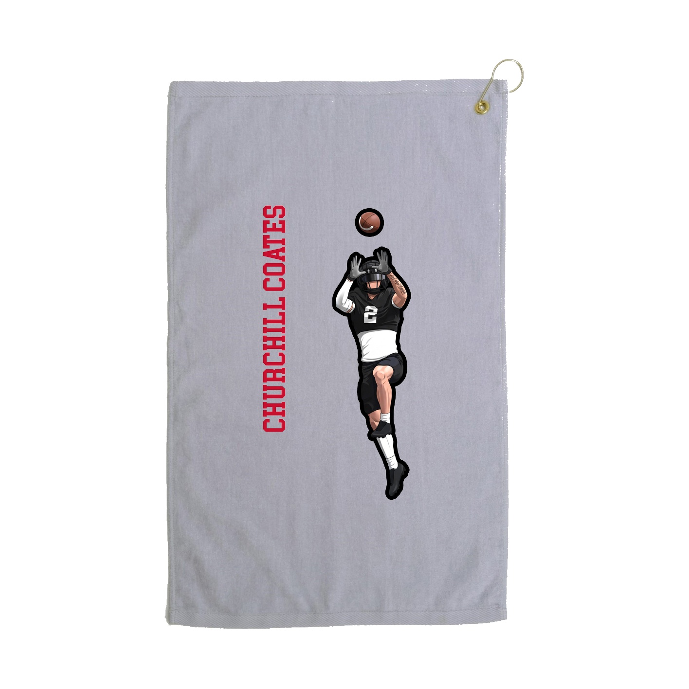 Golf Towel — Name Vertical in Grey