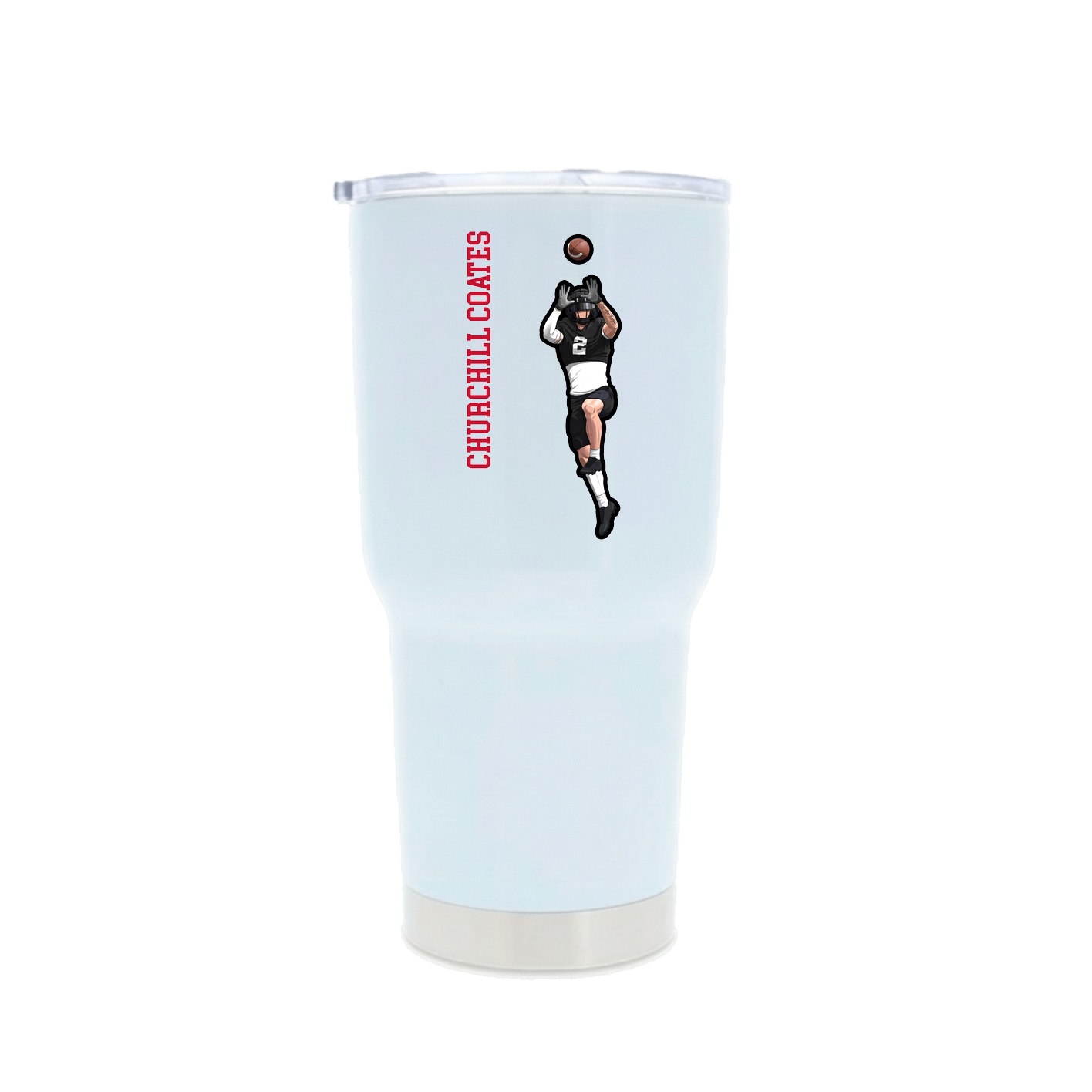 30oz Stainless Steel Tumbler — Name Vertical in White