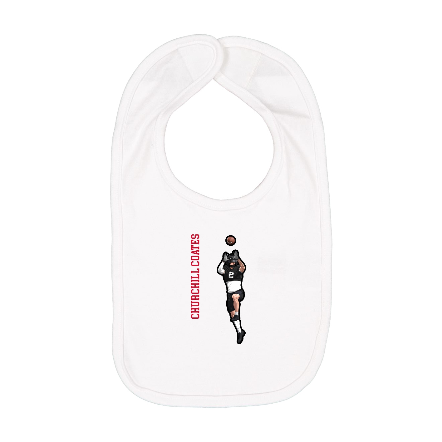 Infant Bib — Name Vertical in White