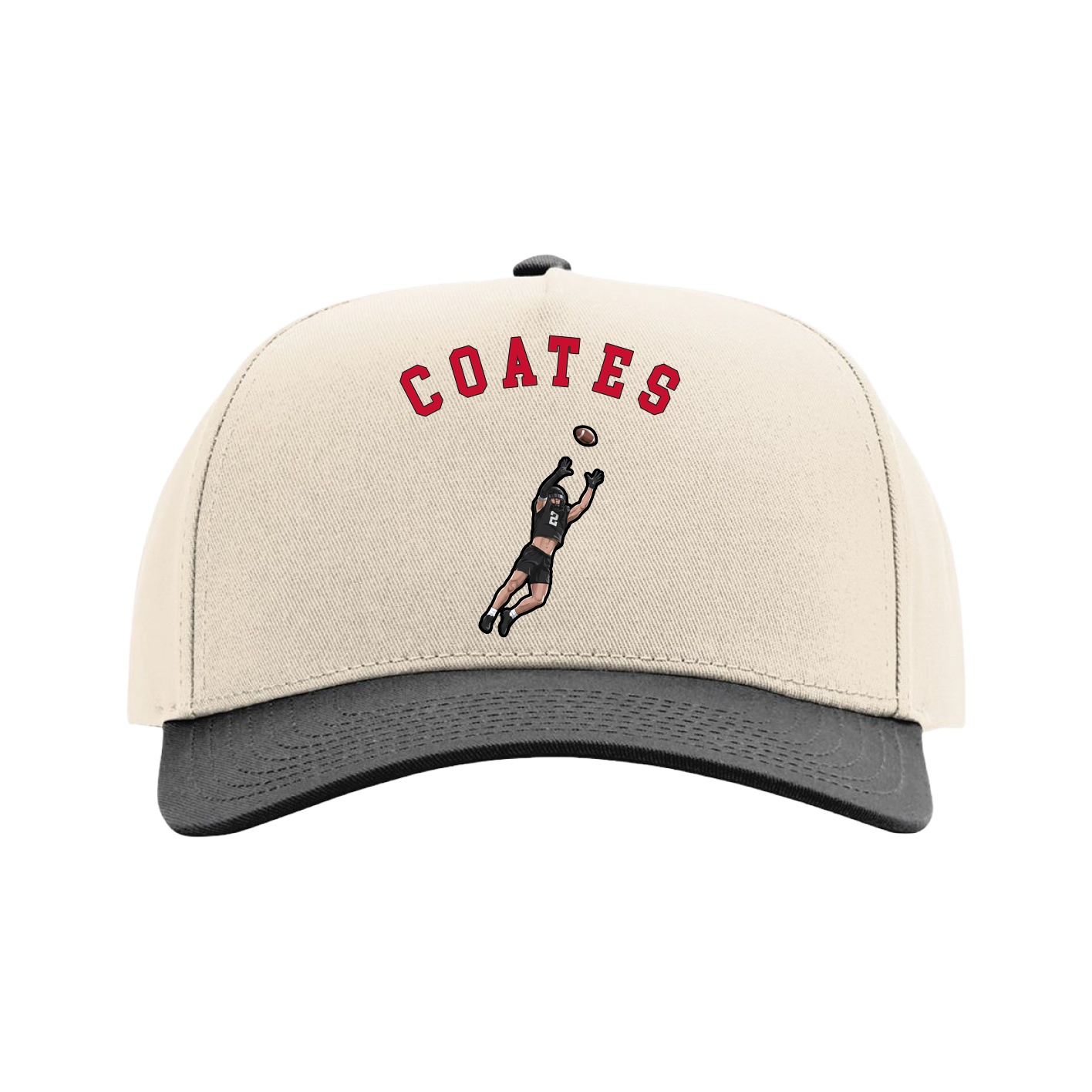 Full Fabric Five-Panel Champ Cap — Shirsey Arch in Cream/Black