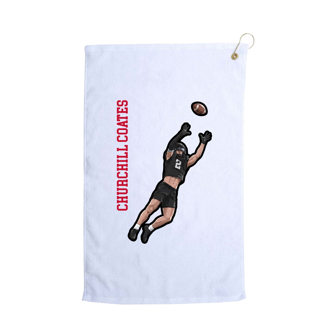 Golf Towel — Name Vertical in White