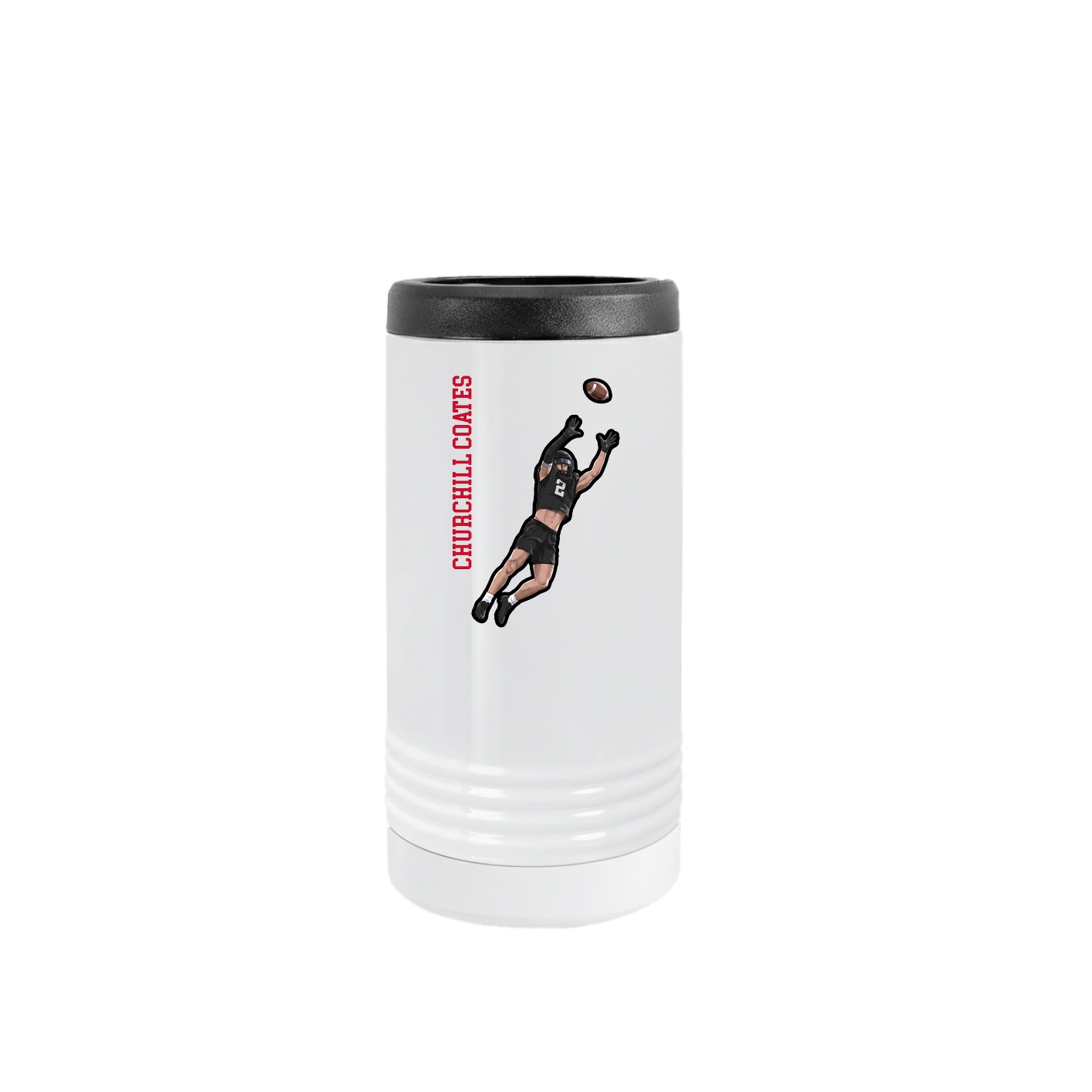 Slim Beverage Holder — Name Vertical in White