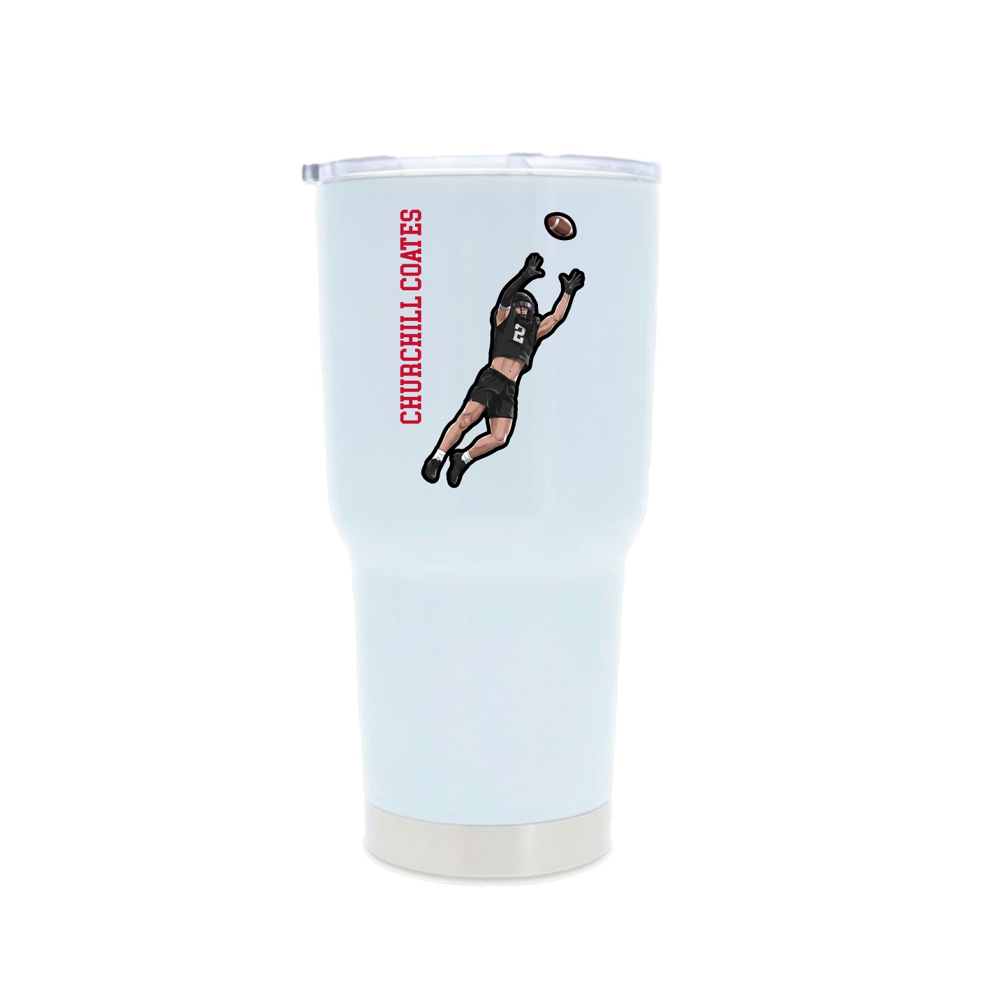 30oz Stainless Steel Tumbler — Name Vertical in White