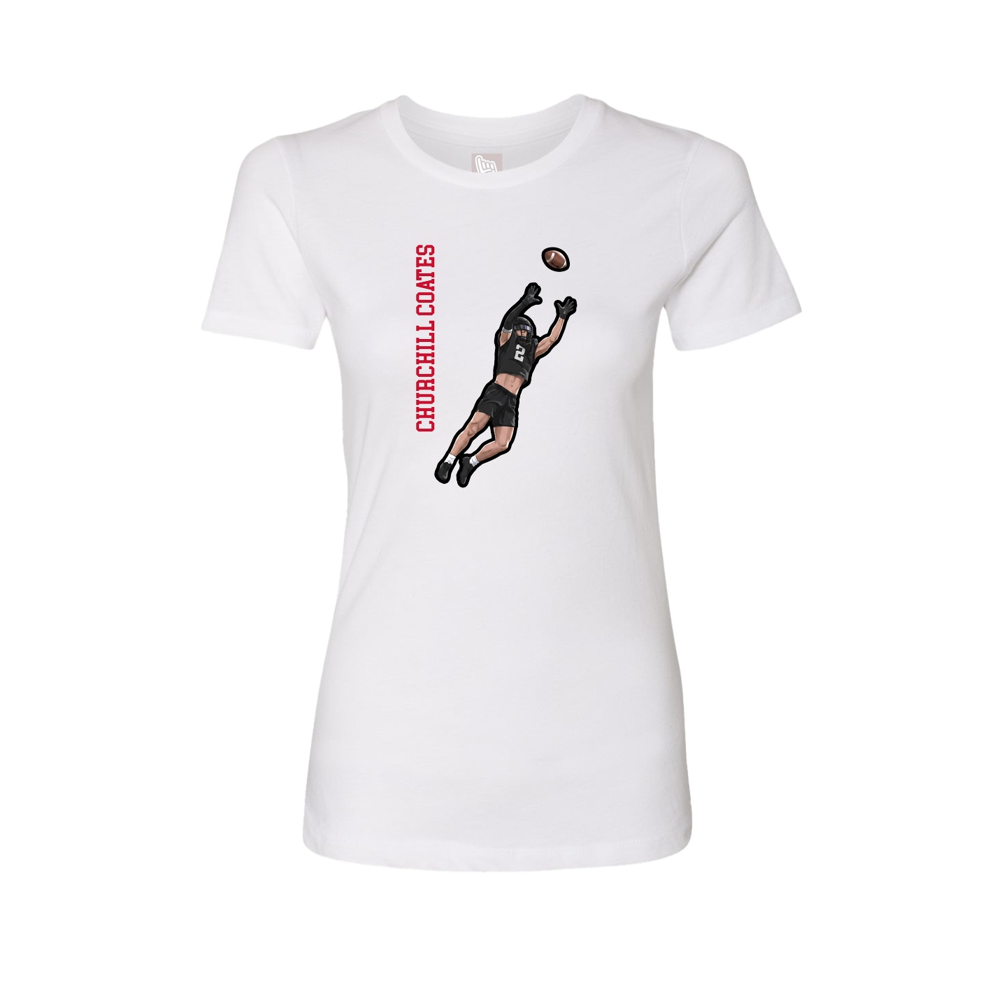 Womens Tee — Name Vertical in White