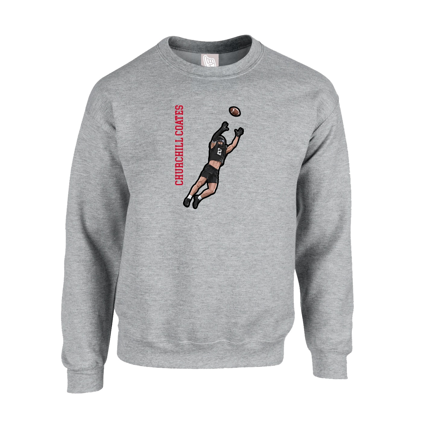 Fleece Crew — Name Vertical in Grey