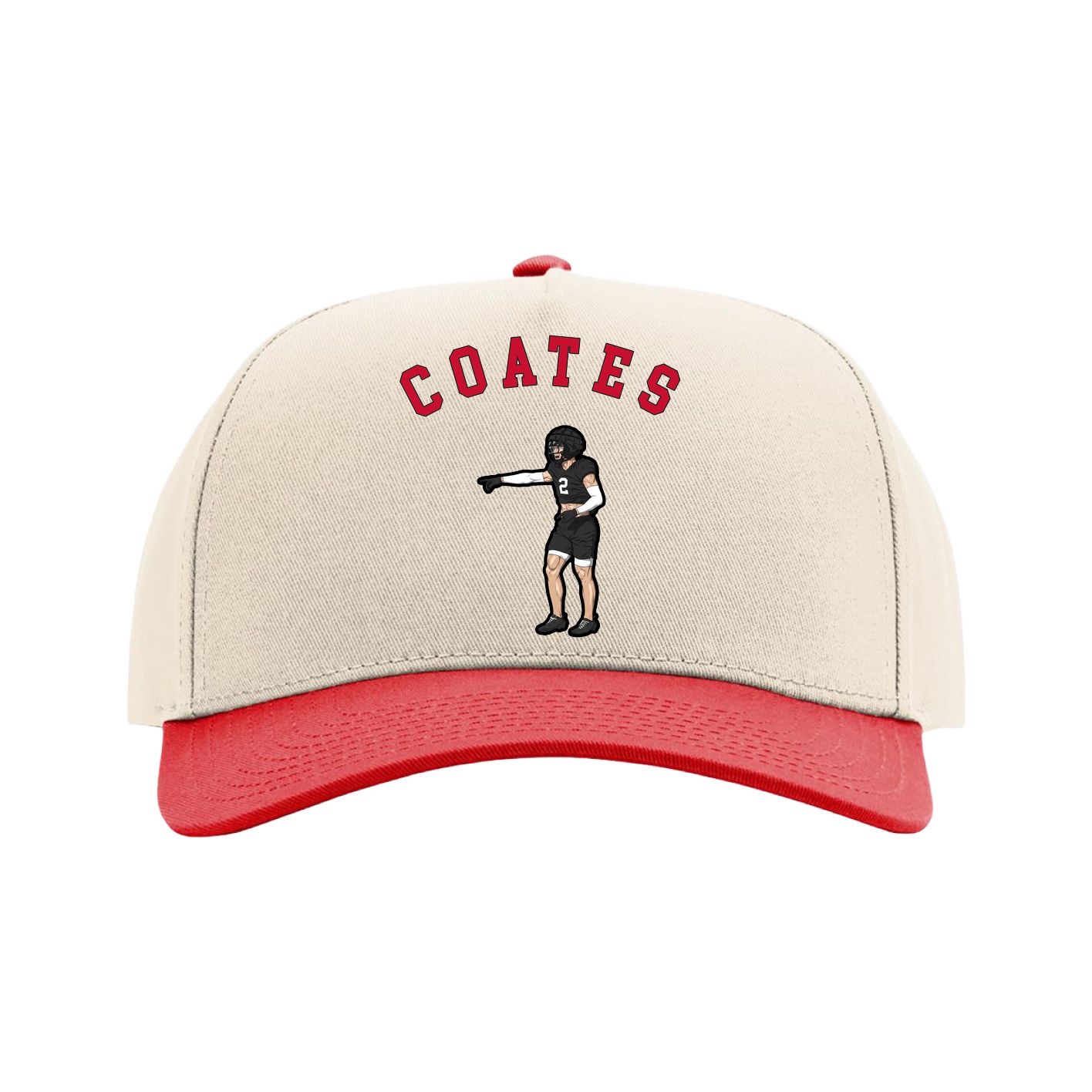 Full Fabric Five-Panel Champ Cap — Shirsey Arch in Cream/Red