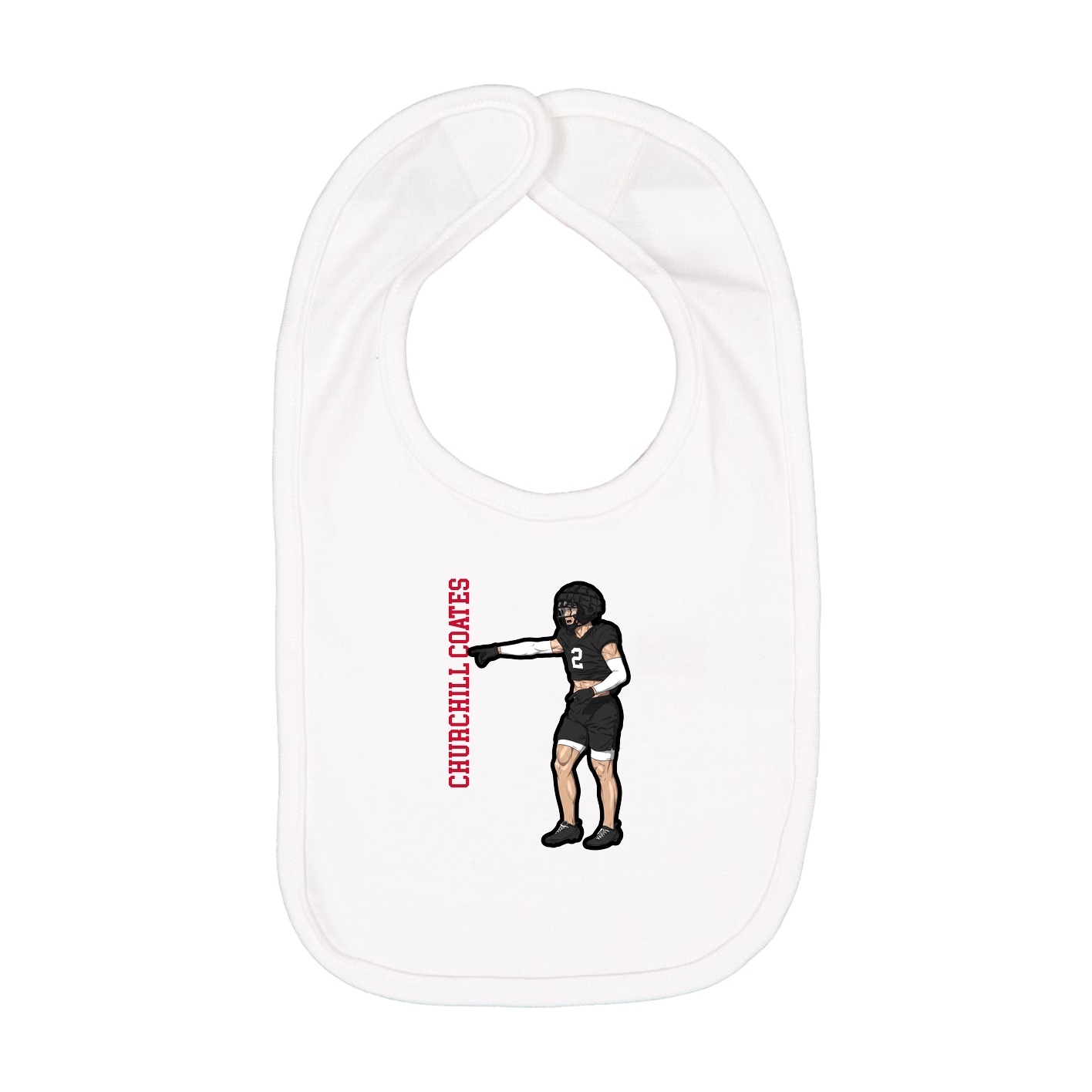 Infant Bib — Name Vertical in White