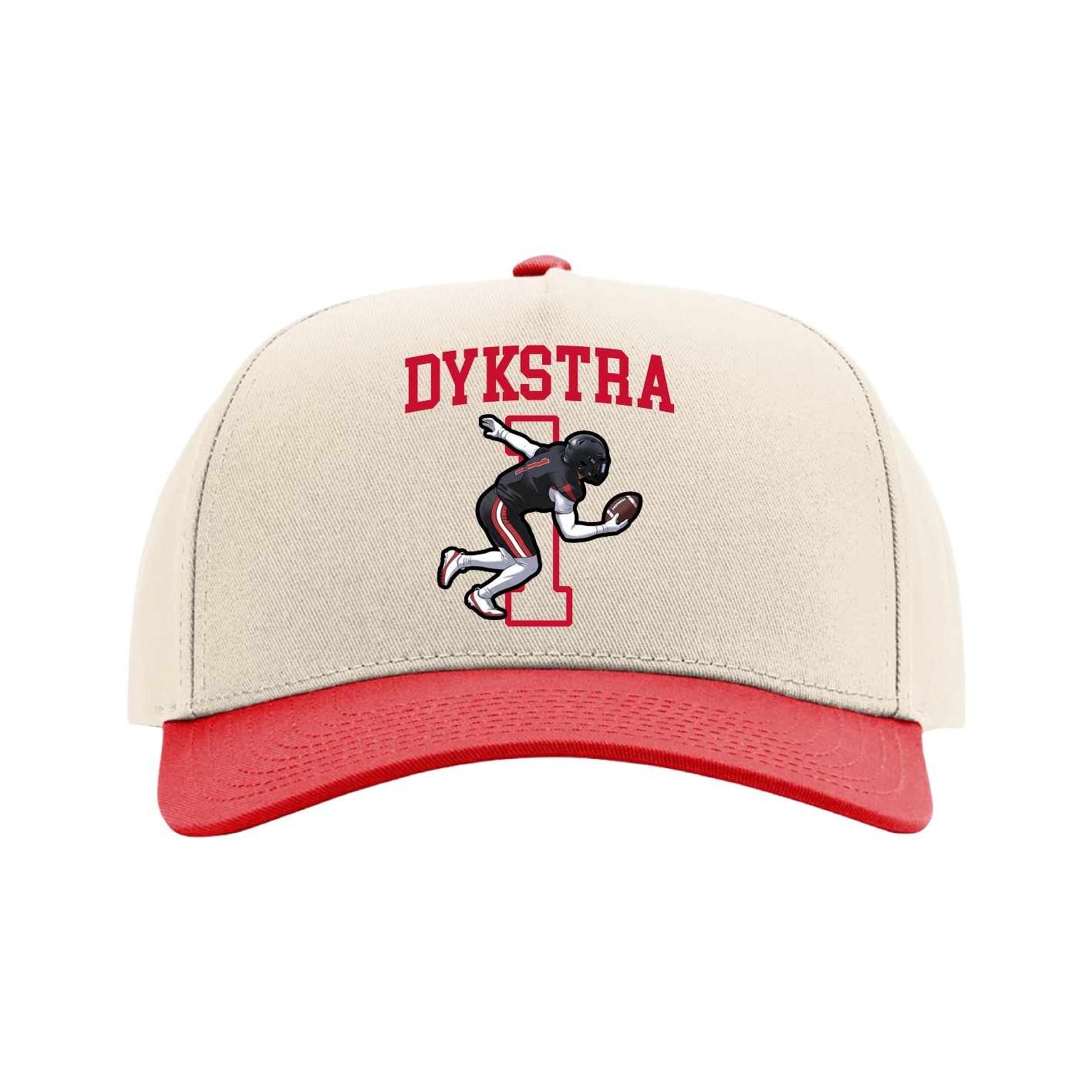 Full Fabric Five-Panel Champ Cap — Shirsey in Cream/Red