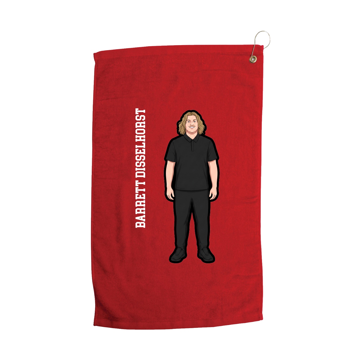 Golf Towel — Name Vertical in Red