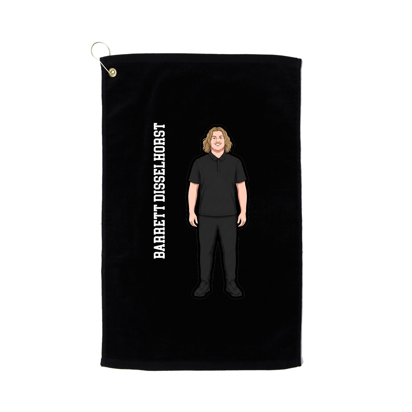 Golf Towel — Name Vertical in Black