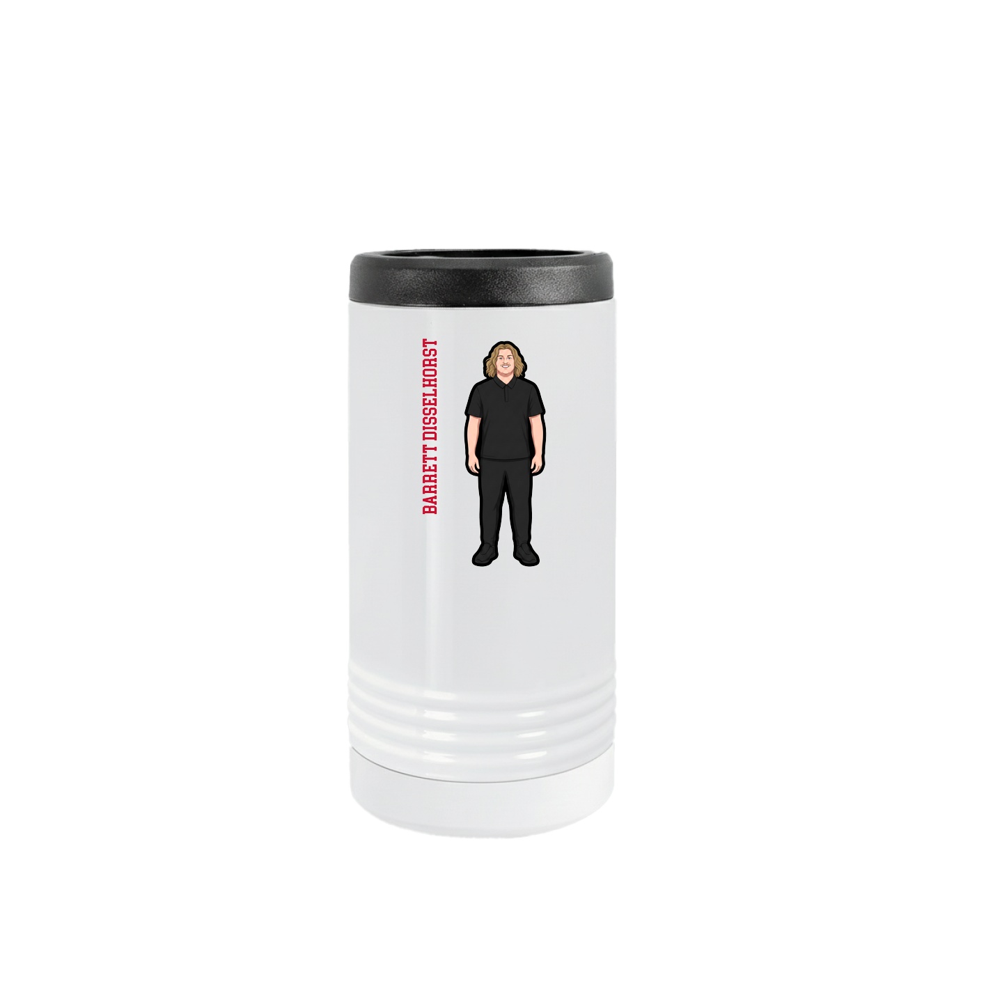 Slim Beverage Holder — Name Vertical in White
