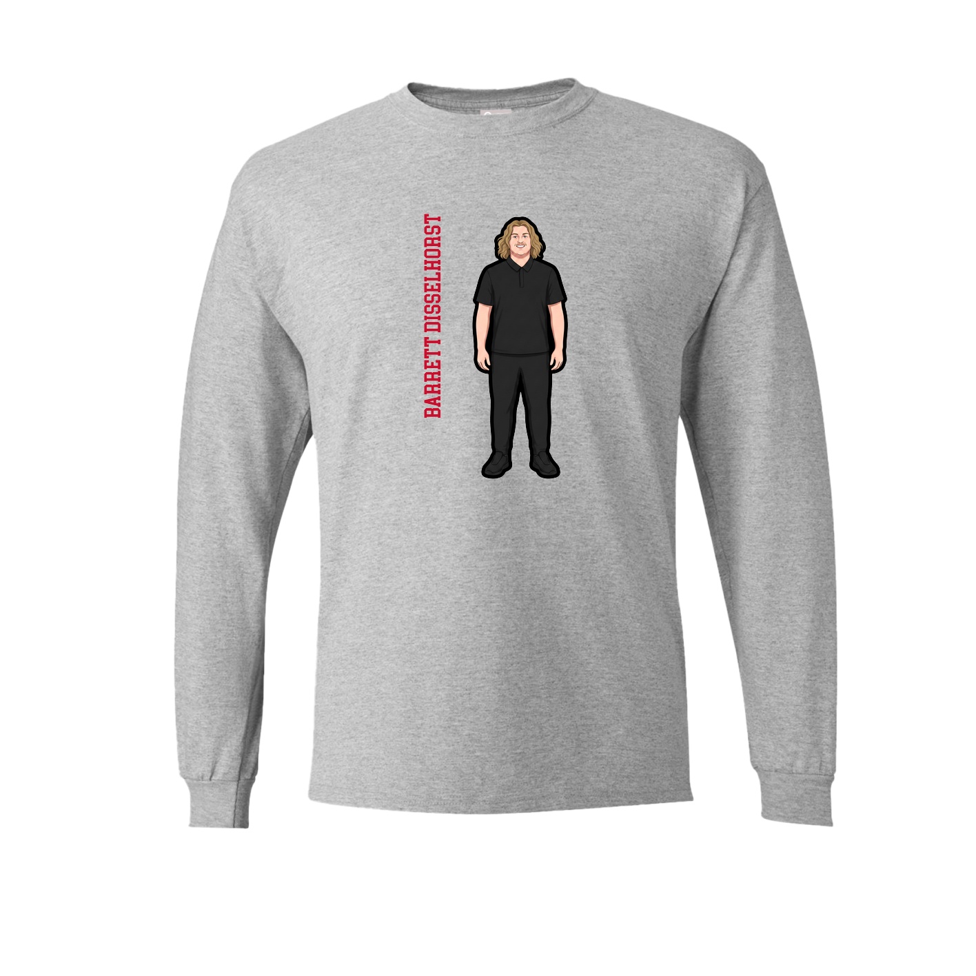 Long Sleeve Tee — Name Vertical in Grey