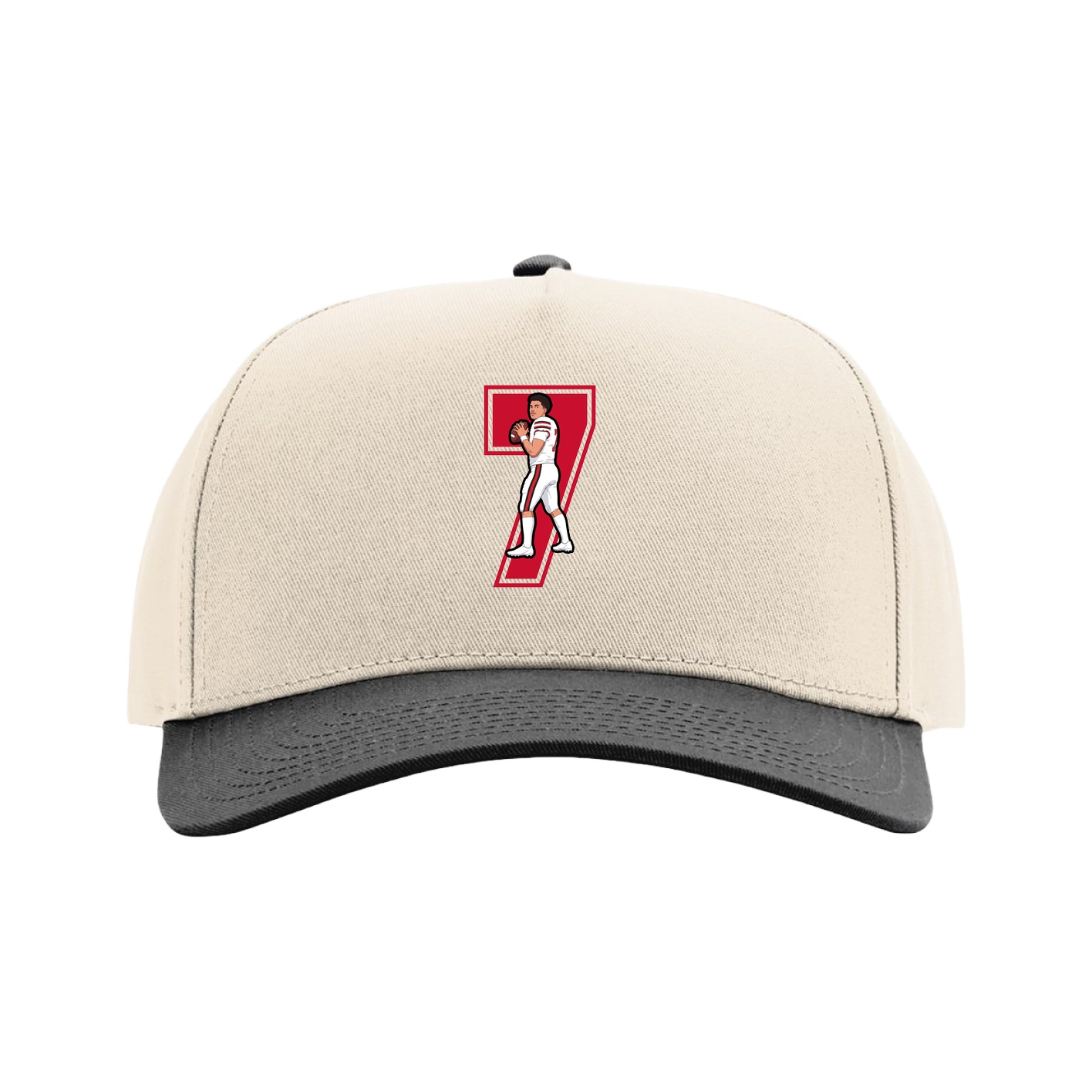 Full Fabric Five-Panel Champ Cap — Number in Cream/Black