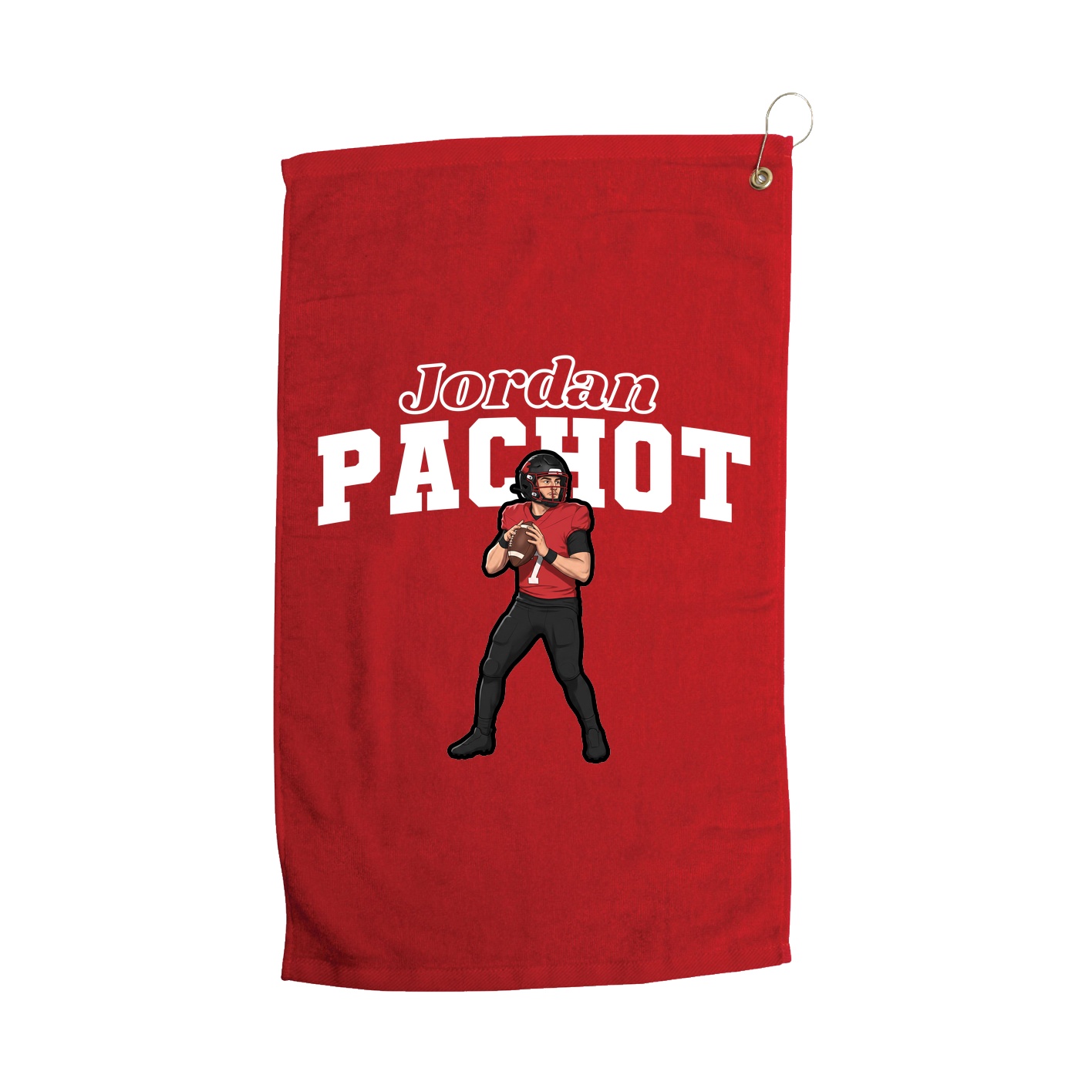 Golf Towel — Name Arch in Red