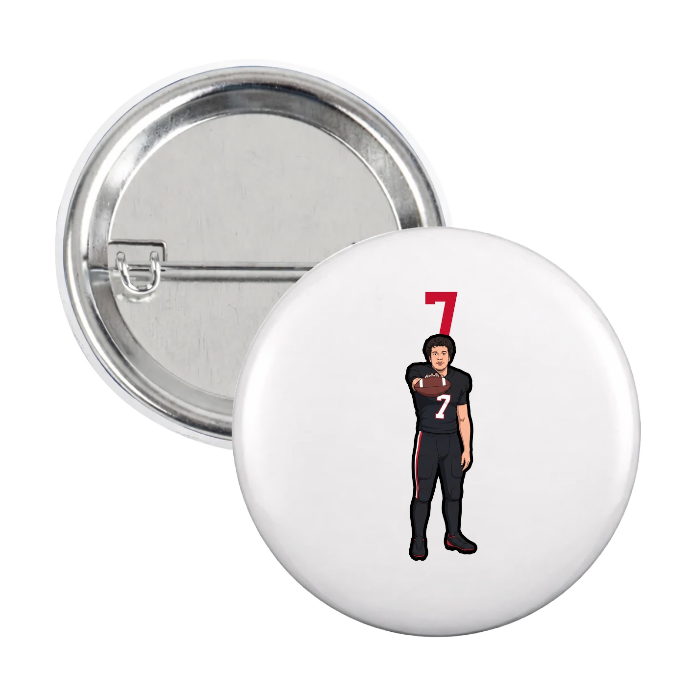 Game Day Button — Number Top in White