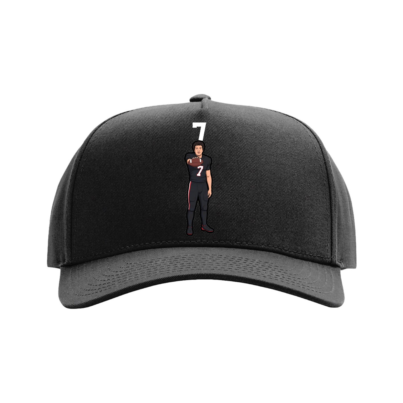 Full Fabric Five-Panel Champ Cap — Number Top in Black