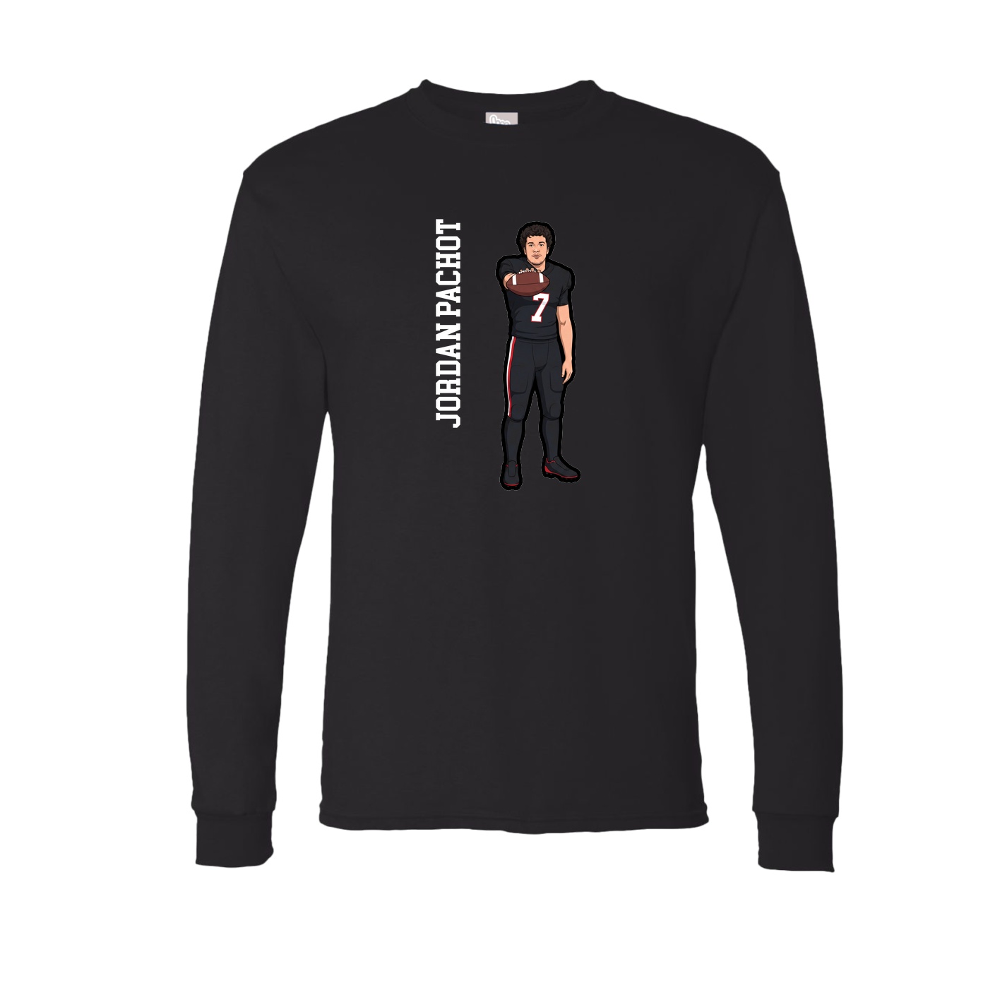 Long Sleeve Tee — Name Vertical in Black