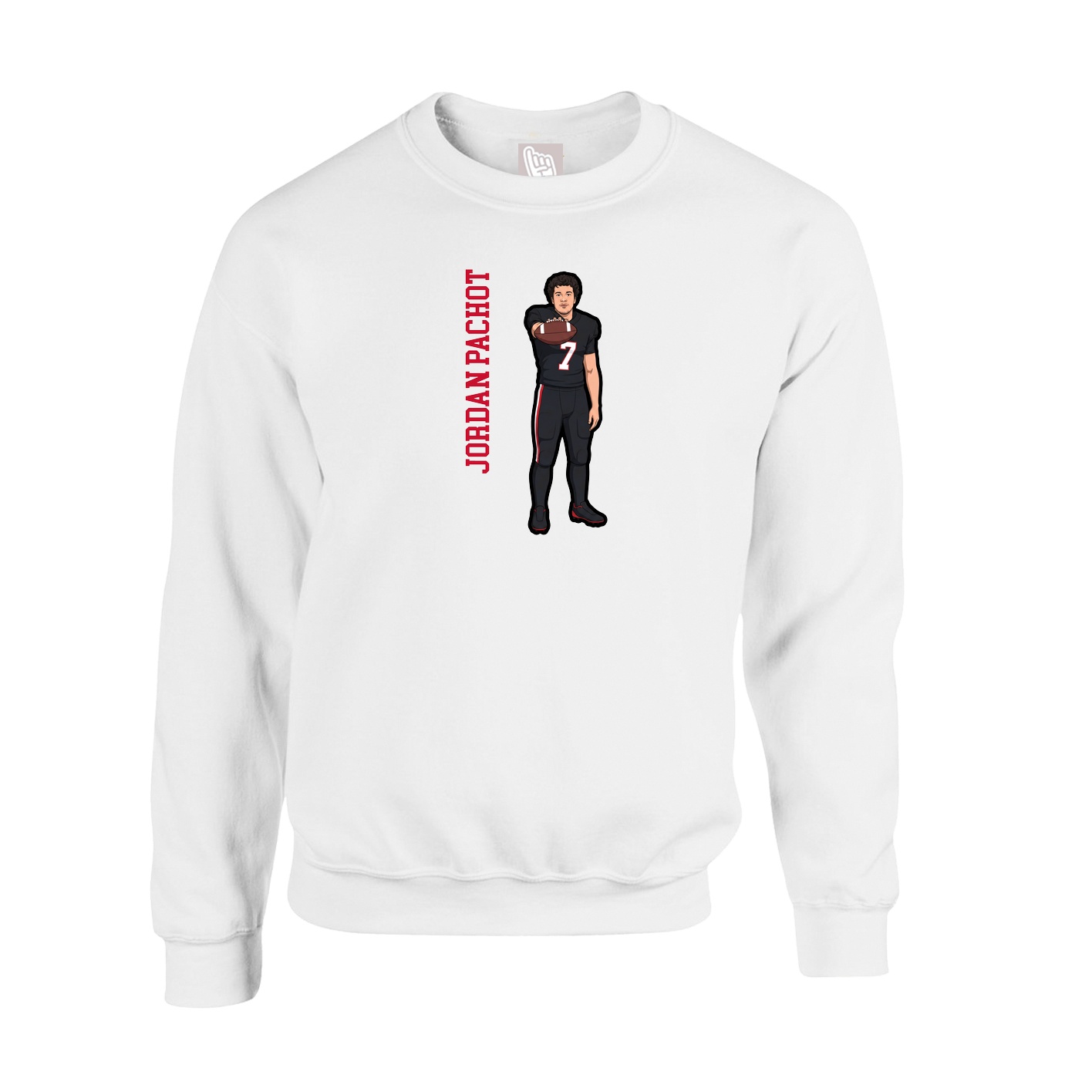 Fleece Crew — Name Vertical in White