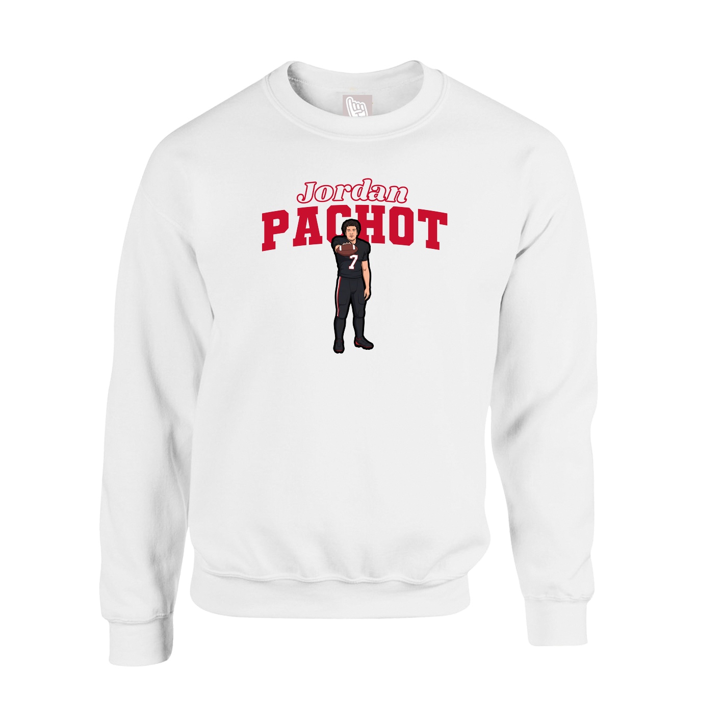 Fleece Crew — Name Arch in White