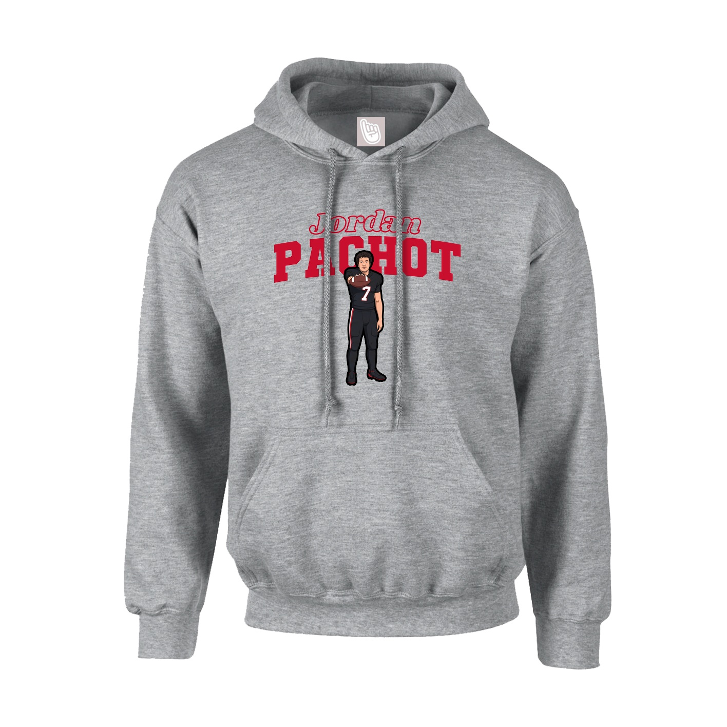 Youth Hoodie — Name Arch in Grey