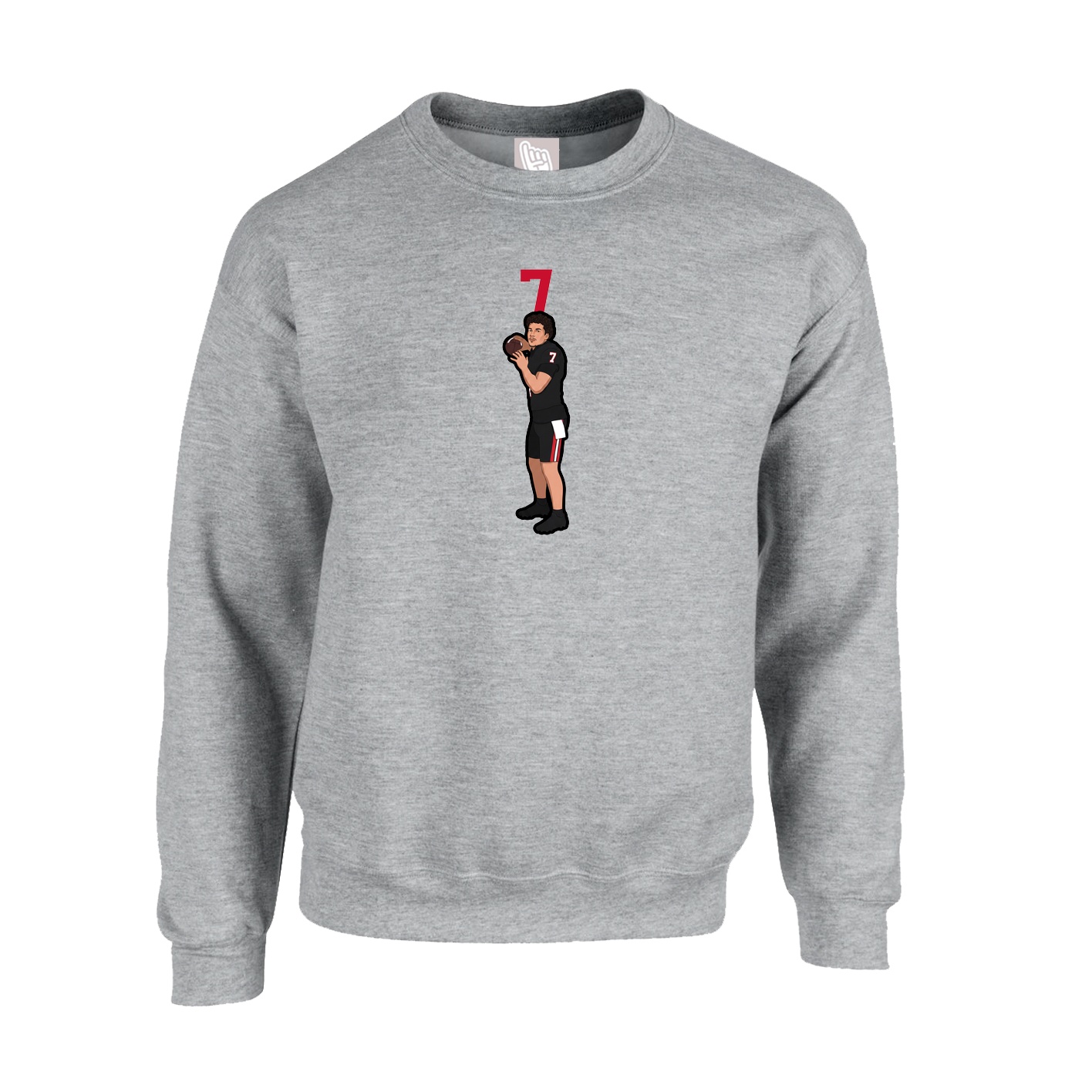 Fleece Crew — Number Top in Grey