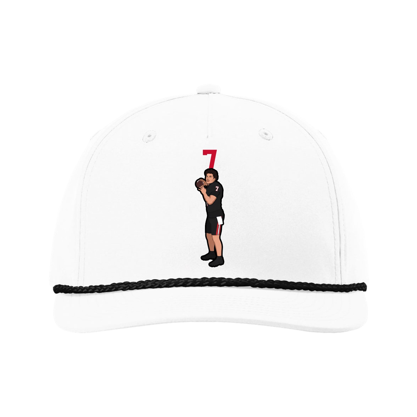Five-Panel Classic Rope Cap — Number Top in White