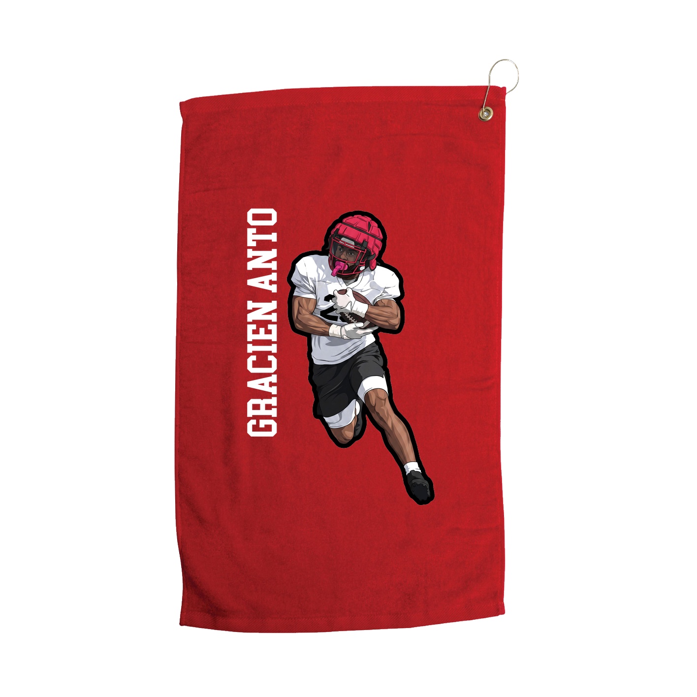 Golf Towel — Name Vertical in Red