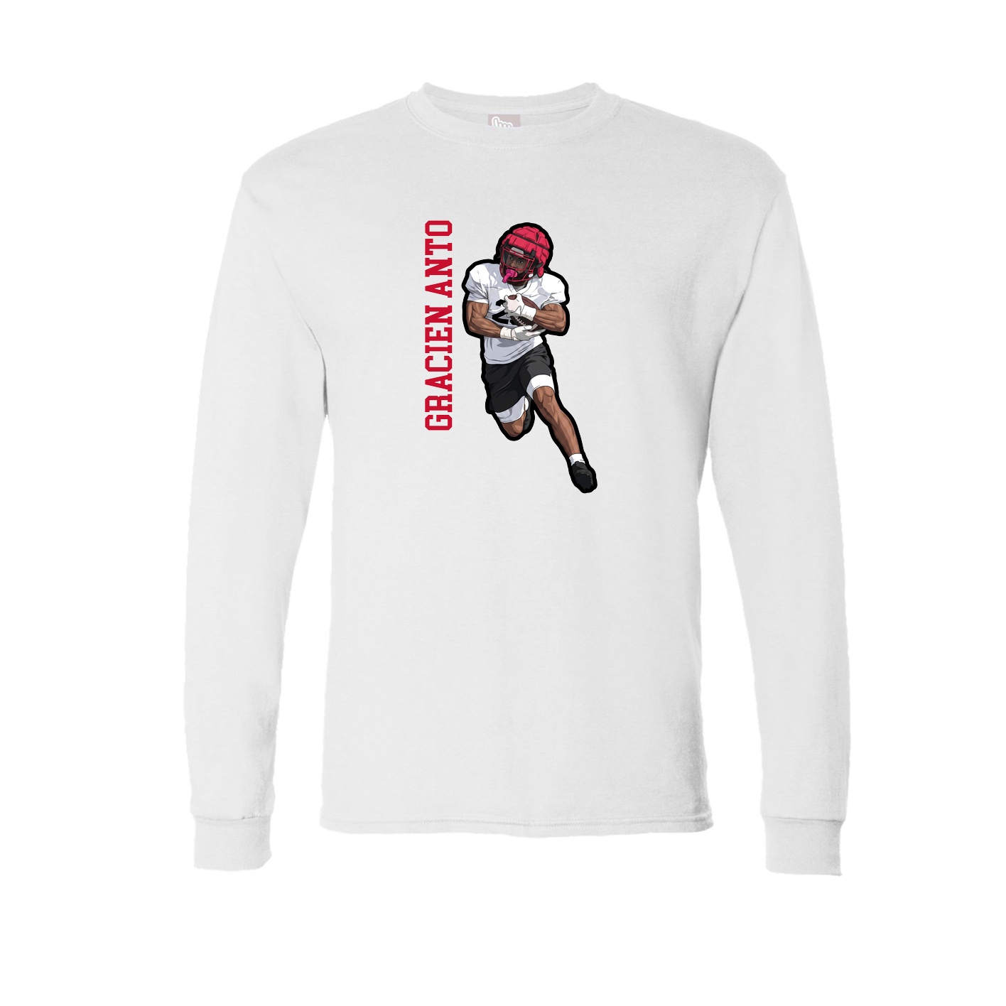 Long Sleeve Tee — Name Vertical in White