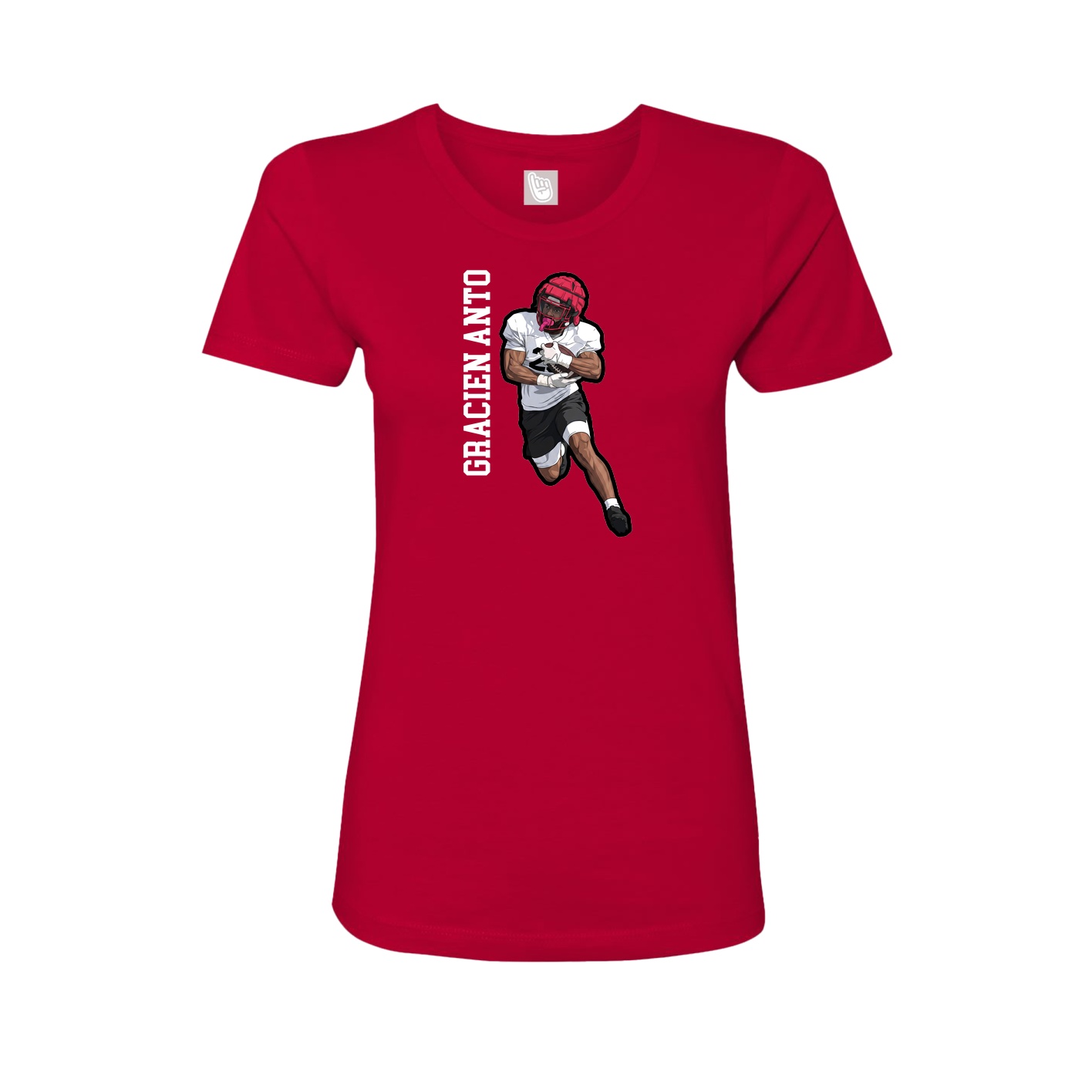 Womens Tee — Name Vertical in Red
