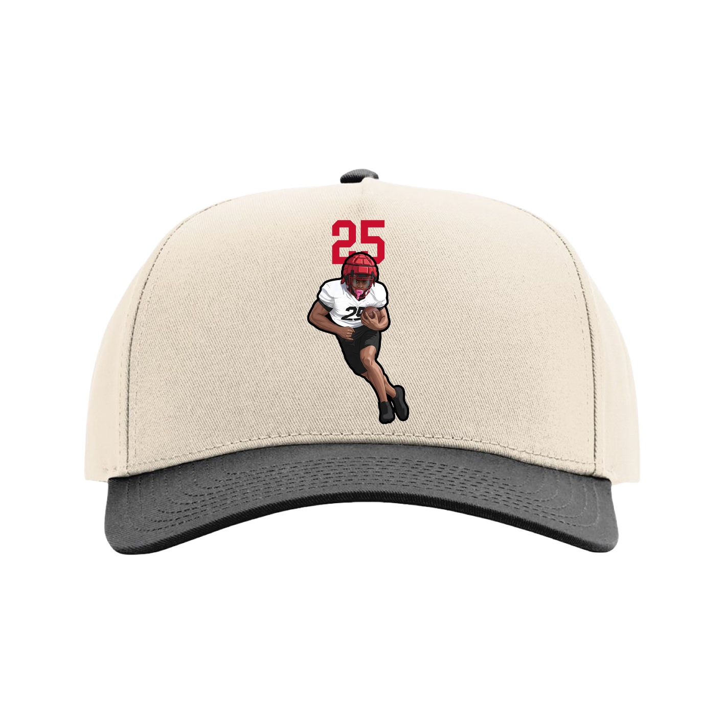 Full Fabric Five-Panel Champ Cap — Number Top in Cream/Black