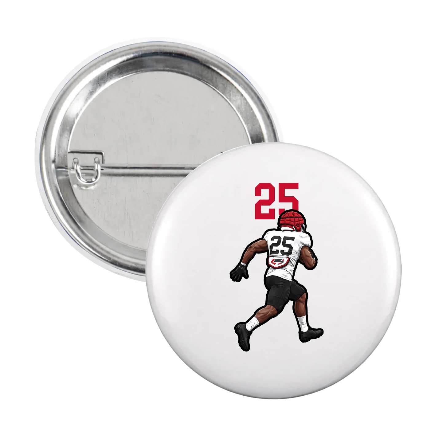 Game Day Button — Number Top in White