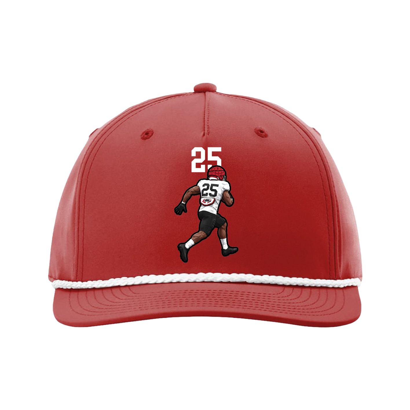 Five-Panel Classic Rope Cap — Number Top in Red
