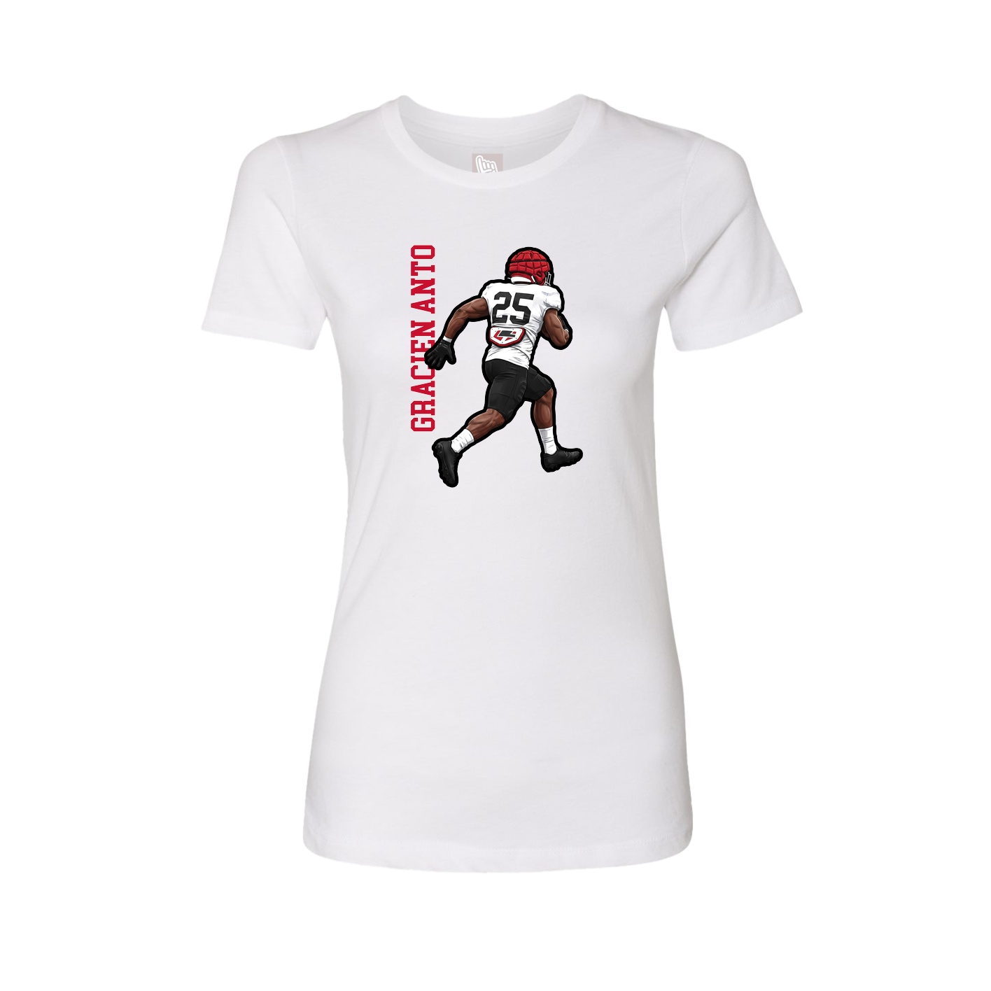 Womens Tee — Name Vertical in White