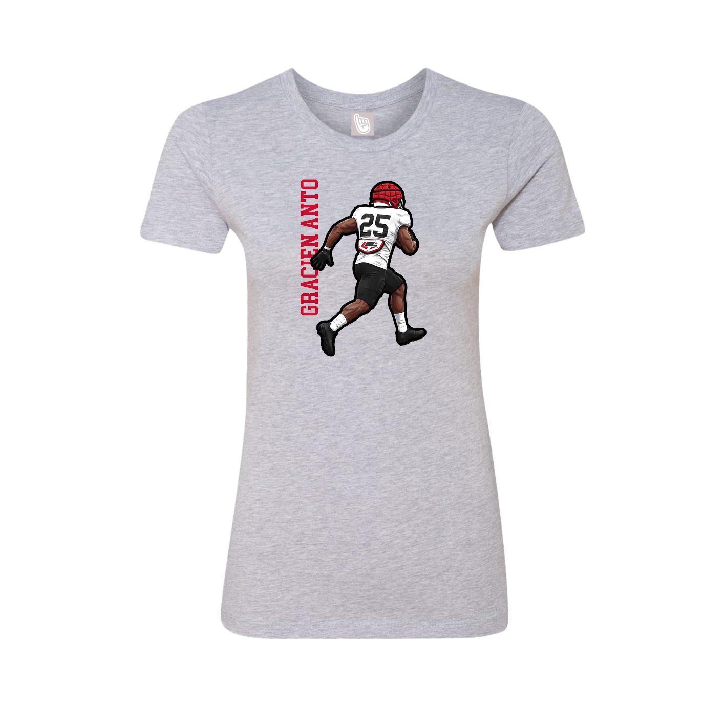 Womens Tee — Name Vertical in Grey